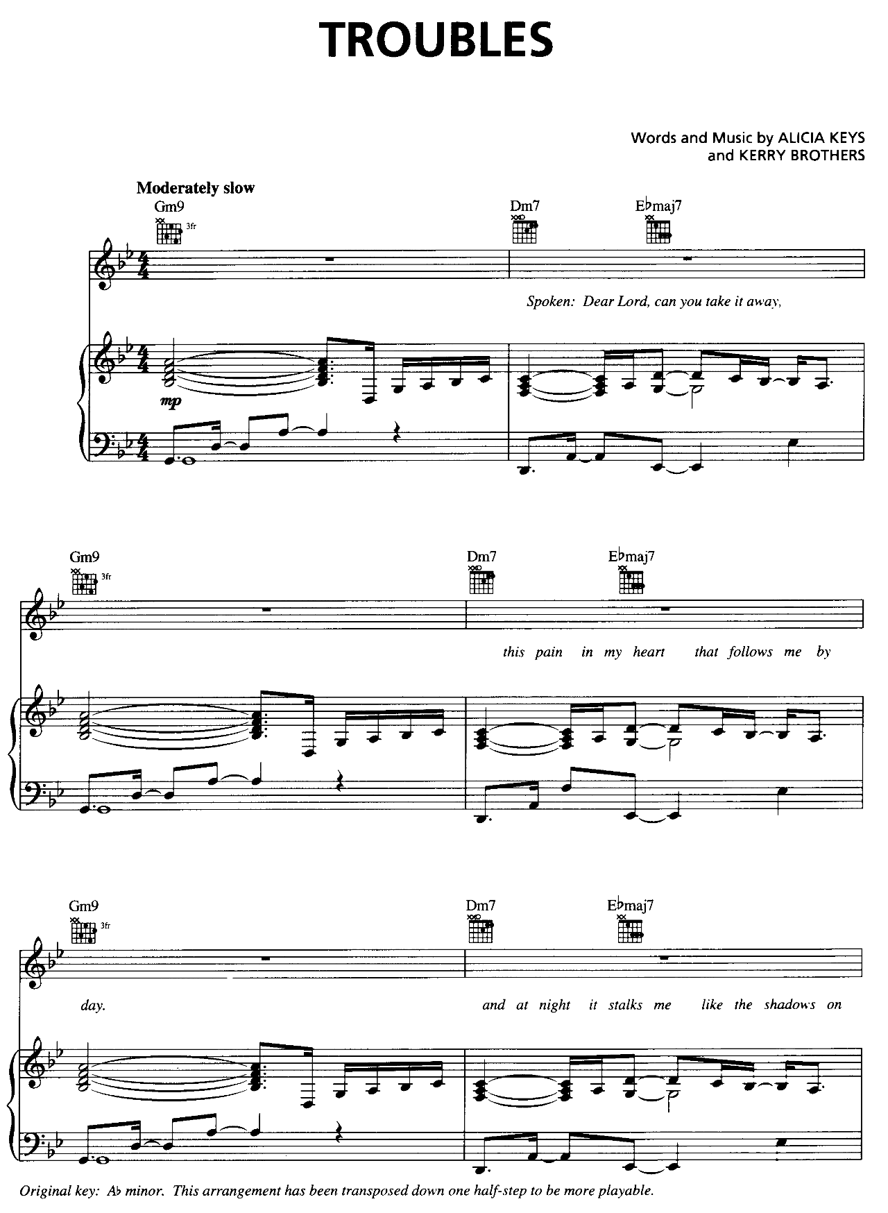Troubles sheet music