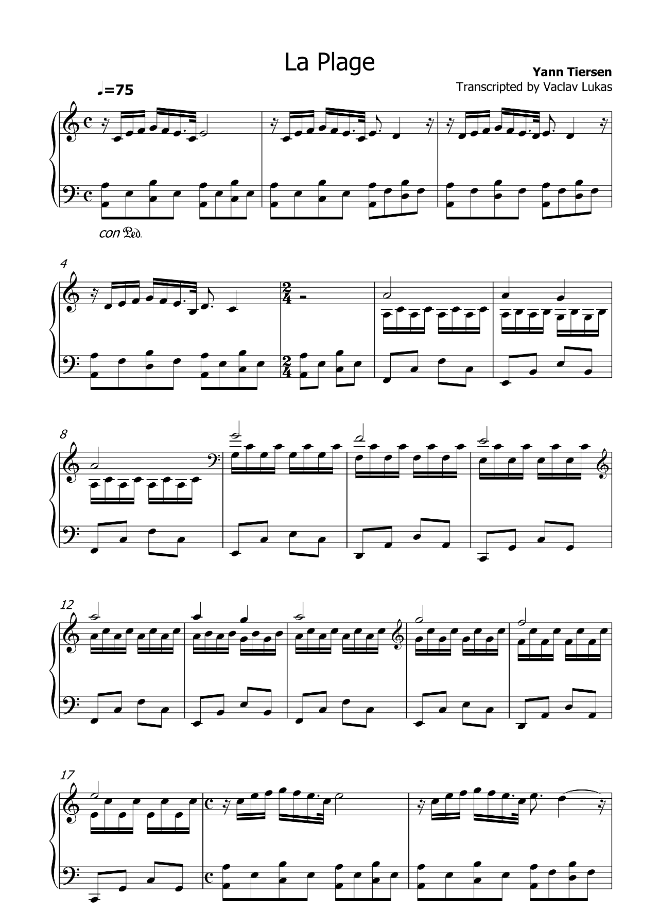 La Plage sheet music