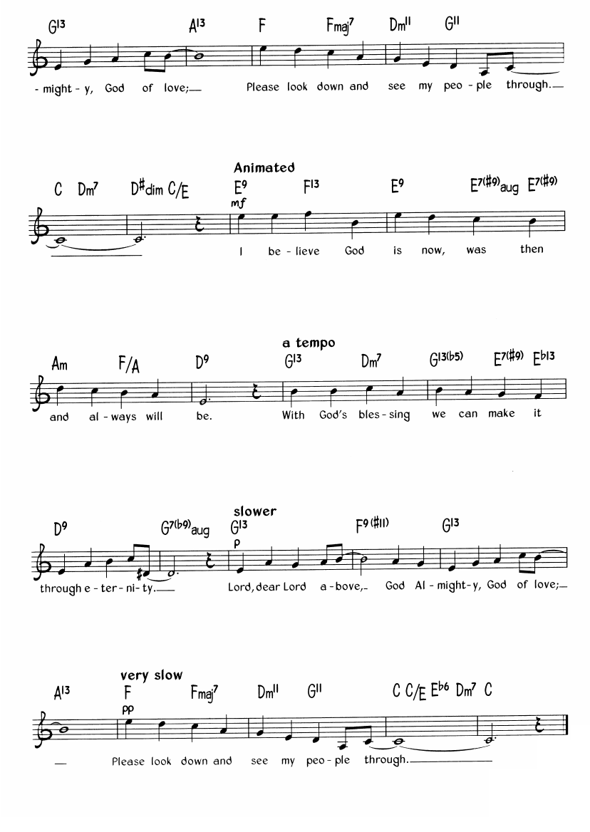 Come Sunday sheet music 2