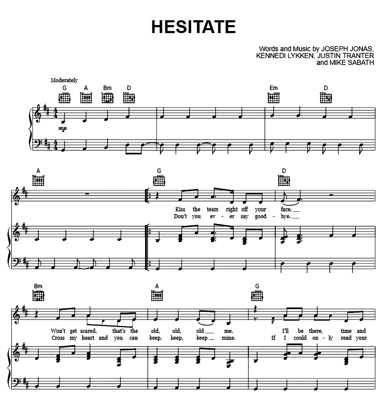 Hesitate sheet music