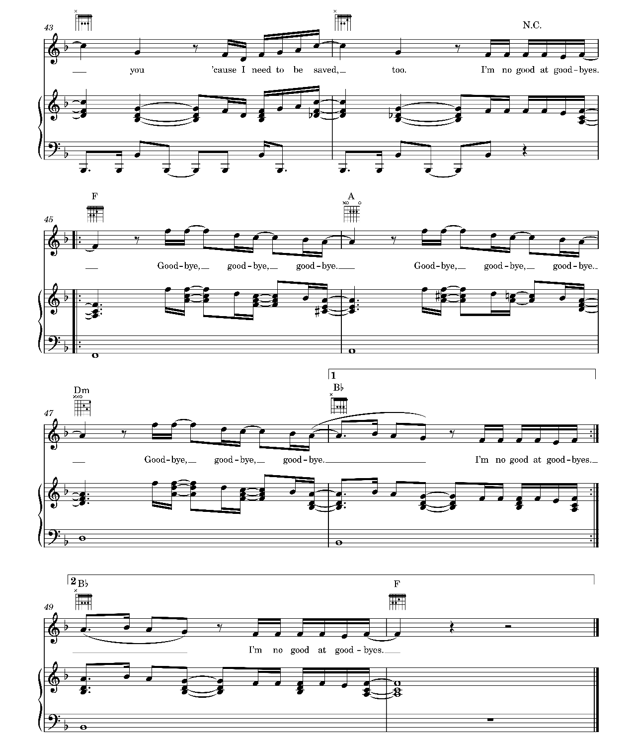 Goodbyes sheet music 6