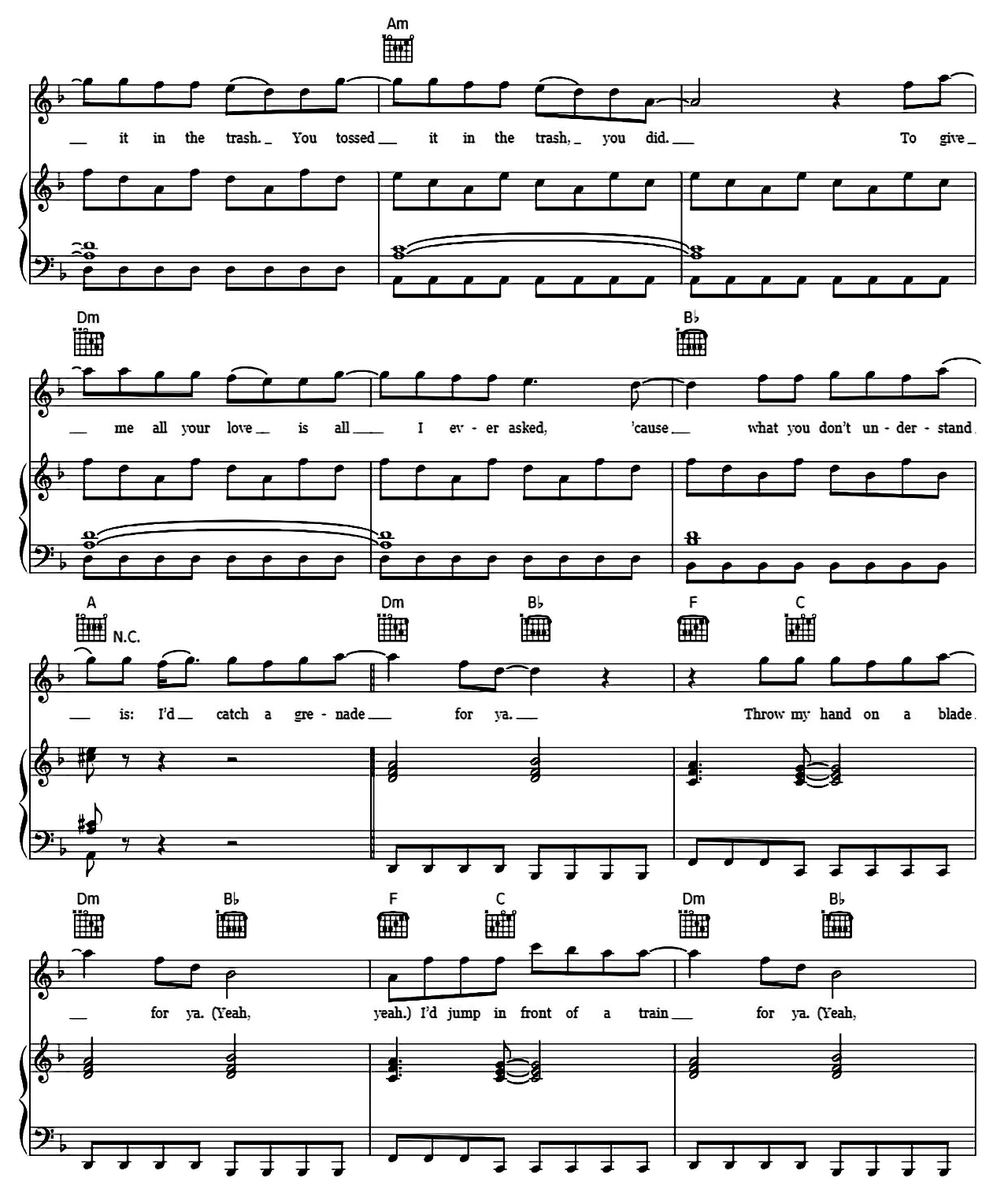 Grenade sheet music 2