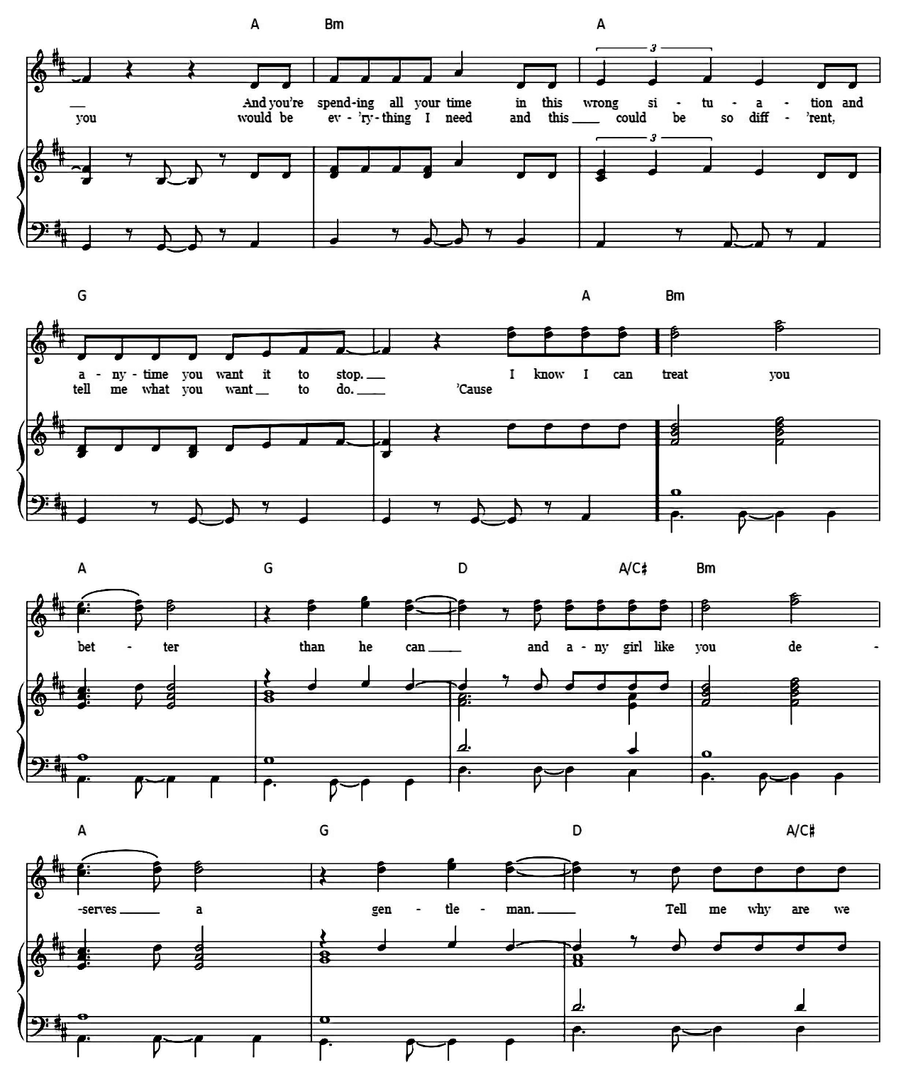 Treat You Better sheet music 2