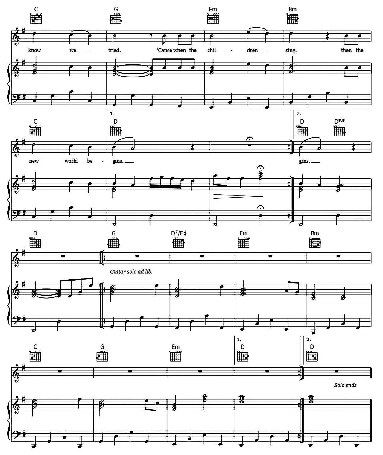 When The Children Cry sheet music 4