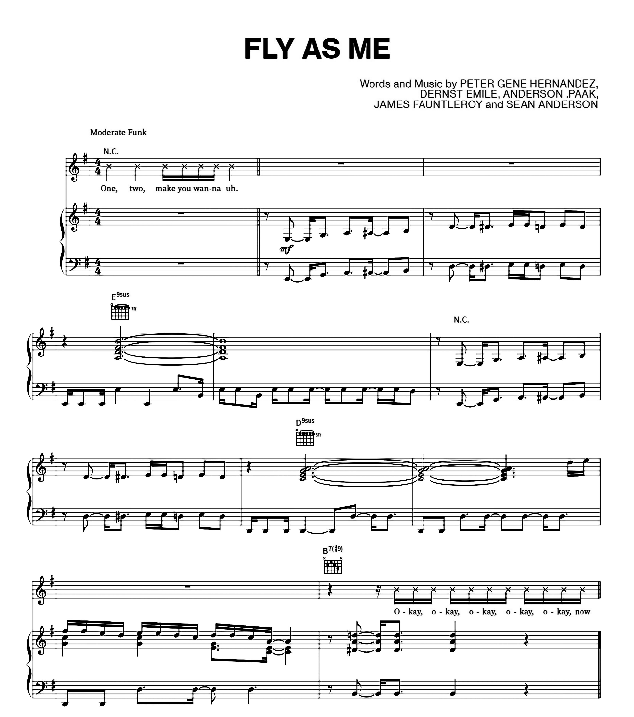 Fly As Me sheet music