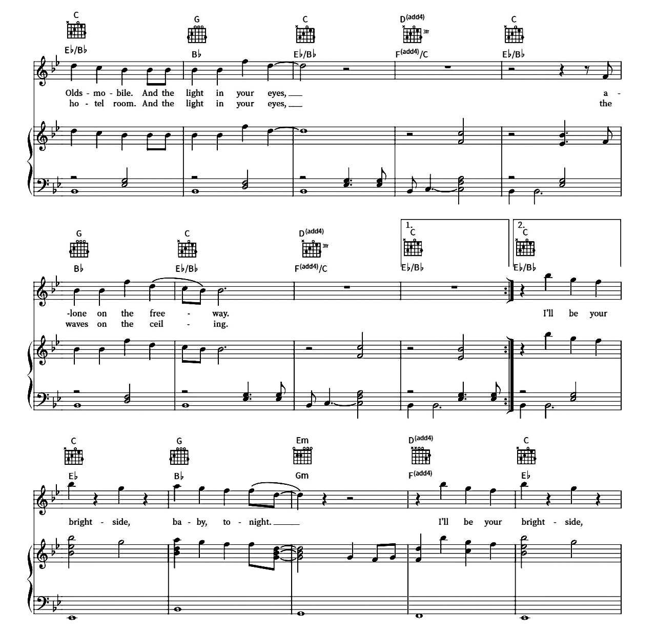 Brightside sheet music 2