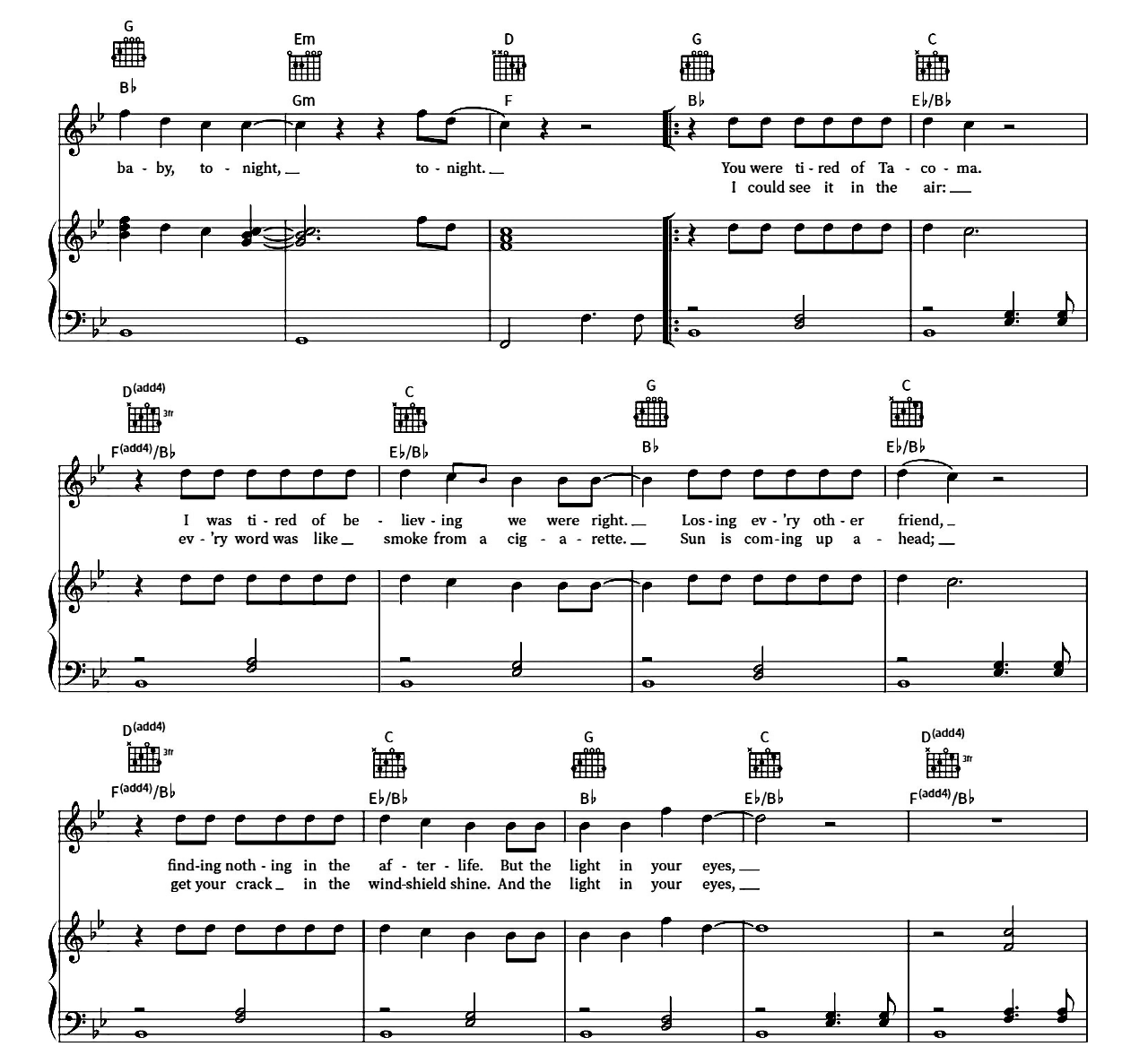 Brightside sheet music 3