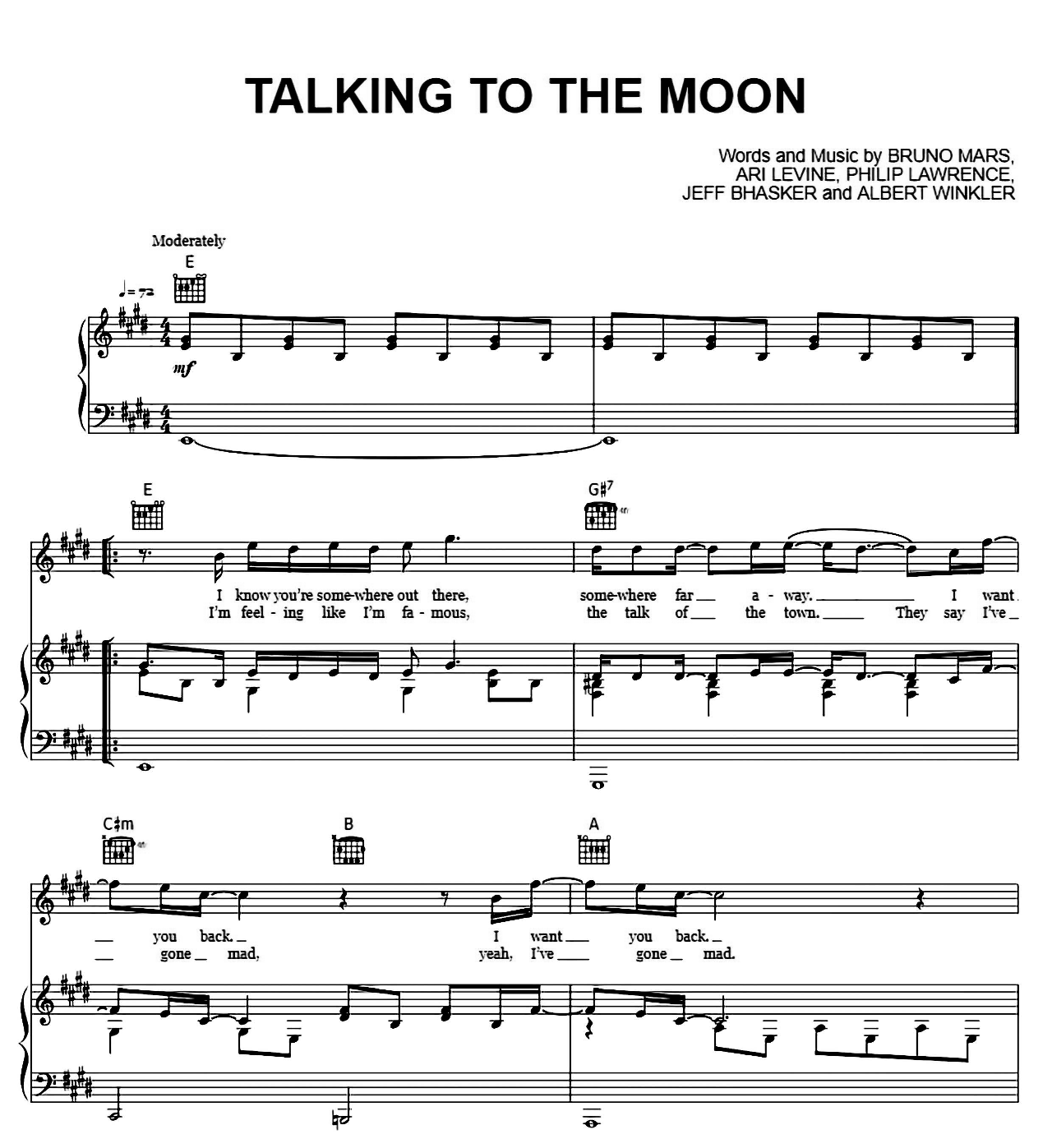 Talking To The Moon sheet music
