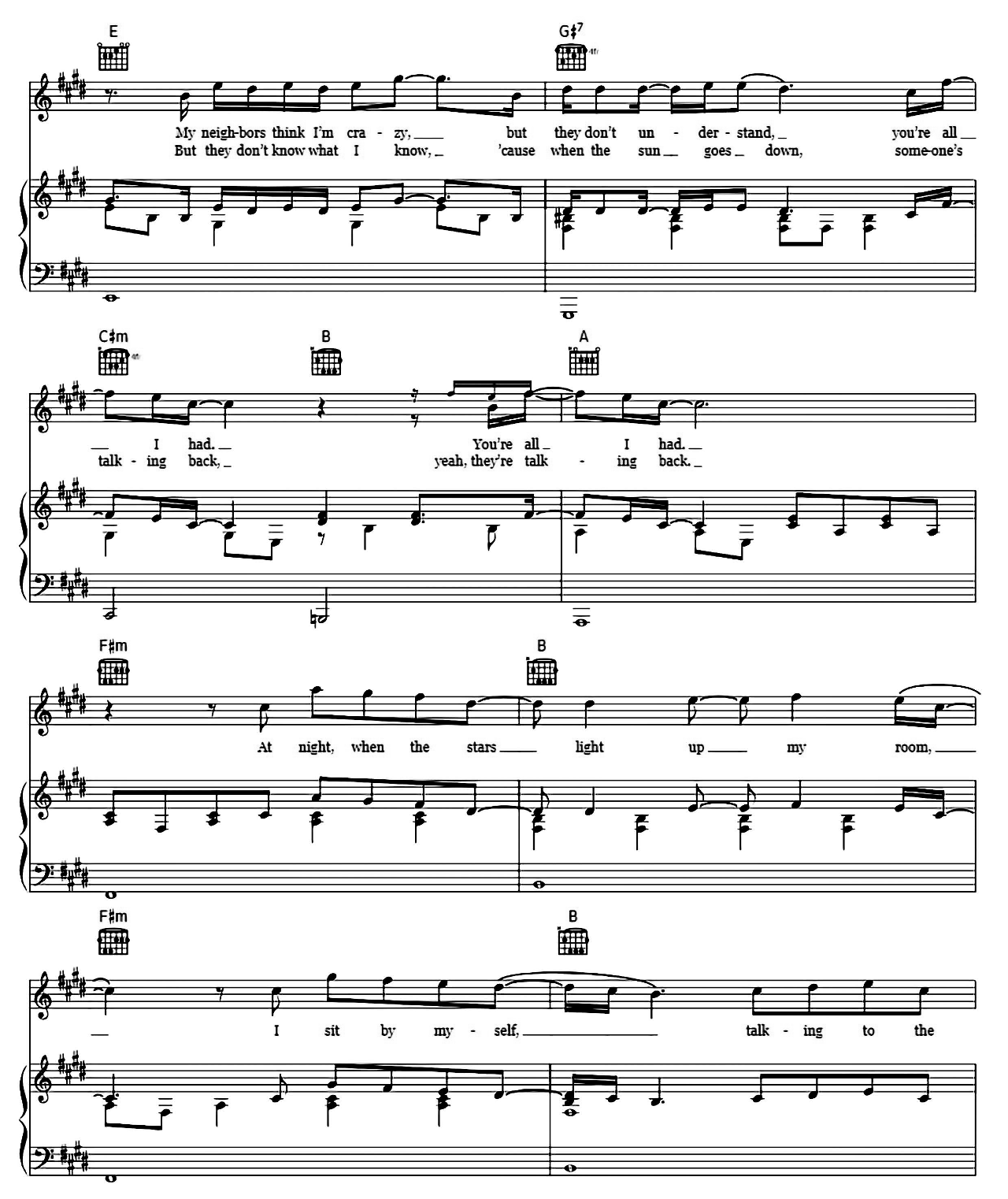 Talking To The Moon sheet music 2