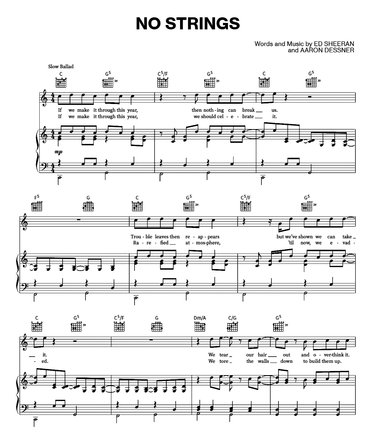 No Strings sheet music