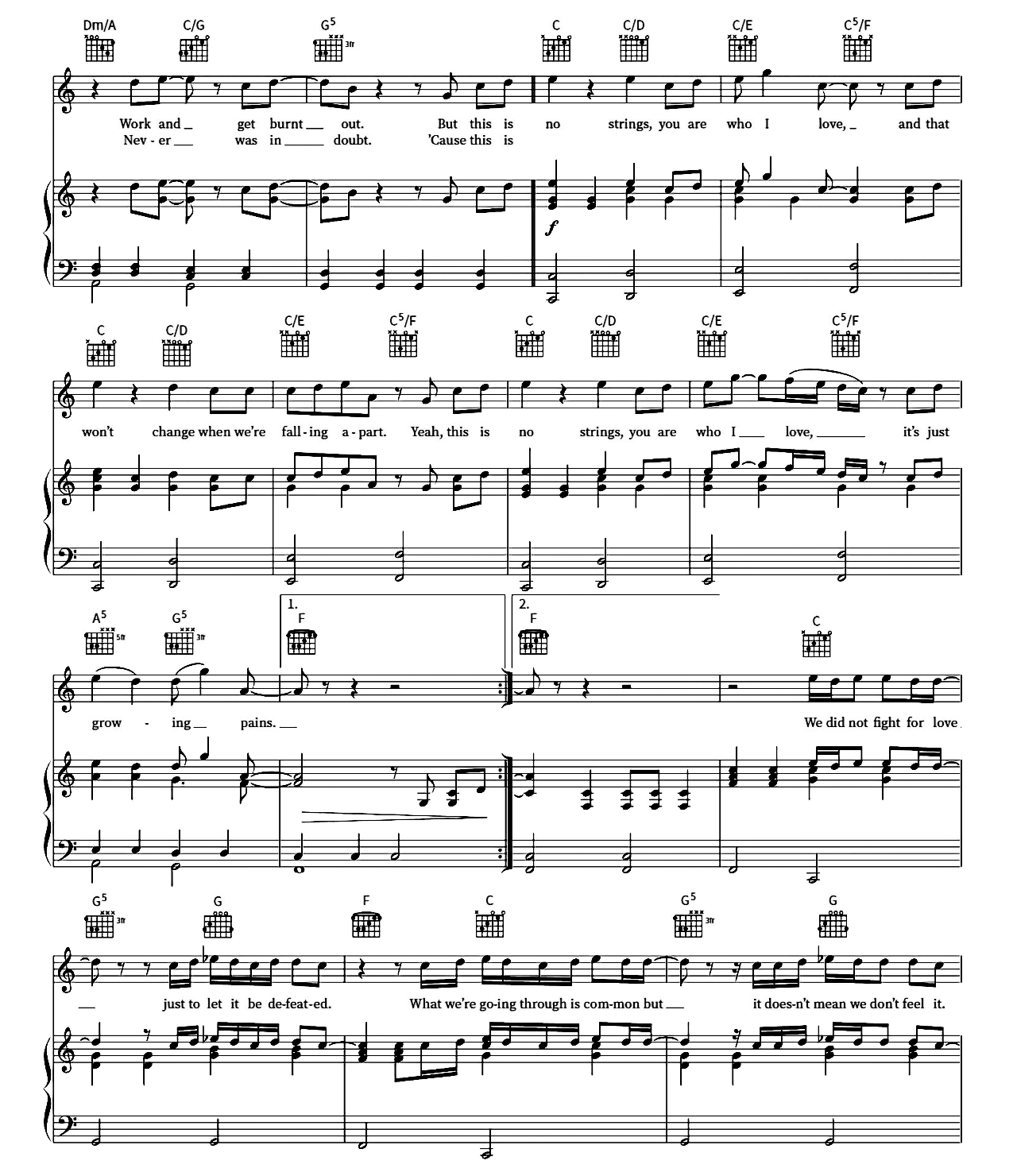 No Strings sheet music 2