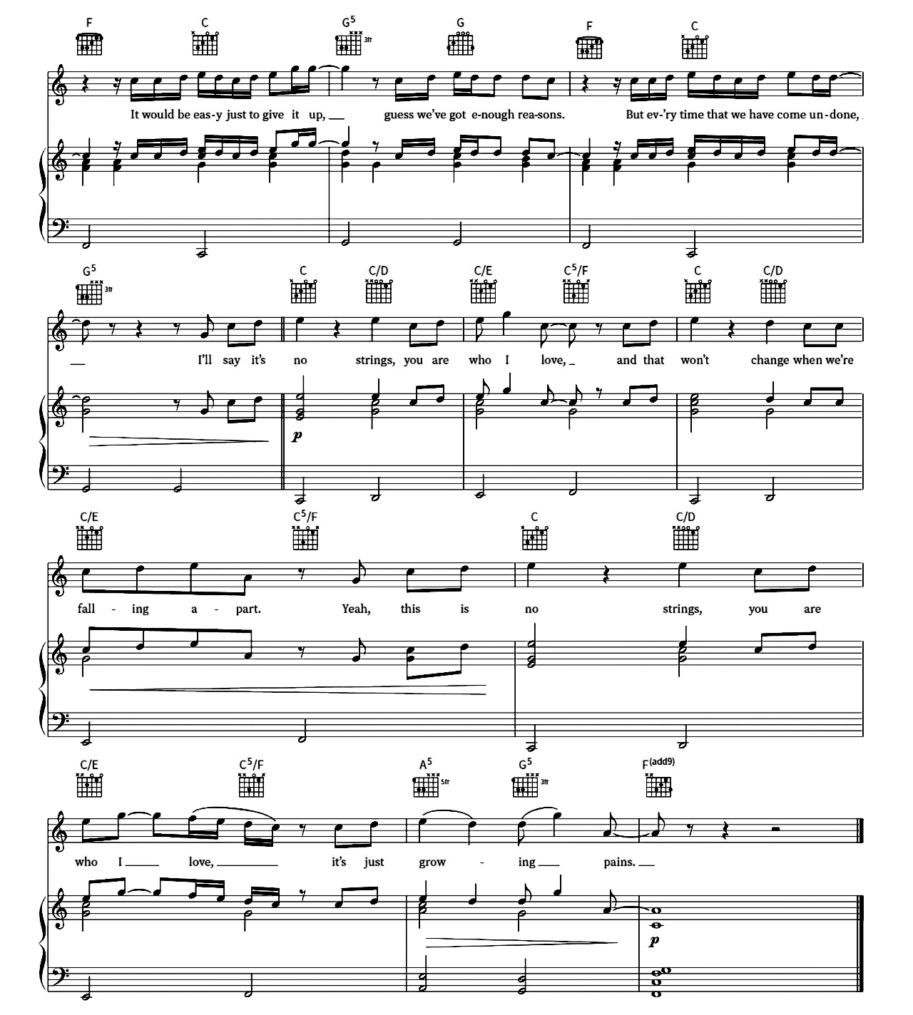 No Strings sheet music 3