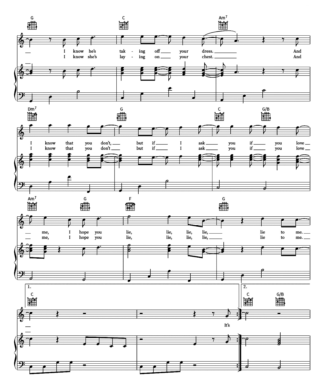 Lie To Me sheet music 4