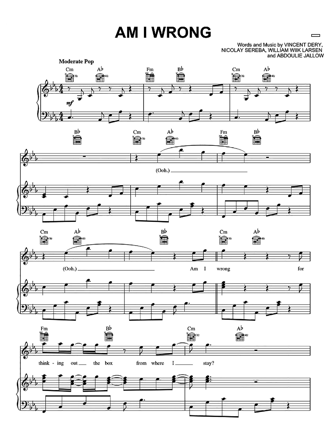 Am I Wrong sheet music