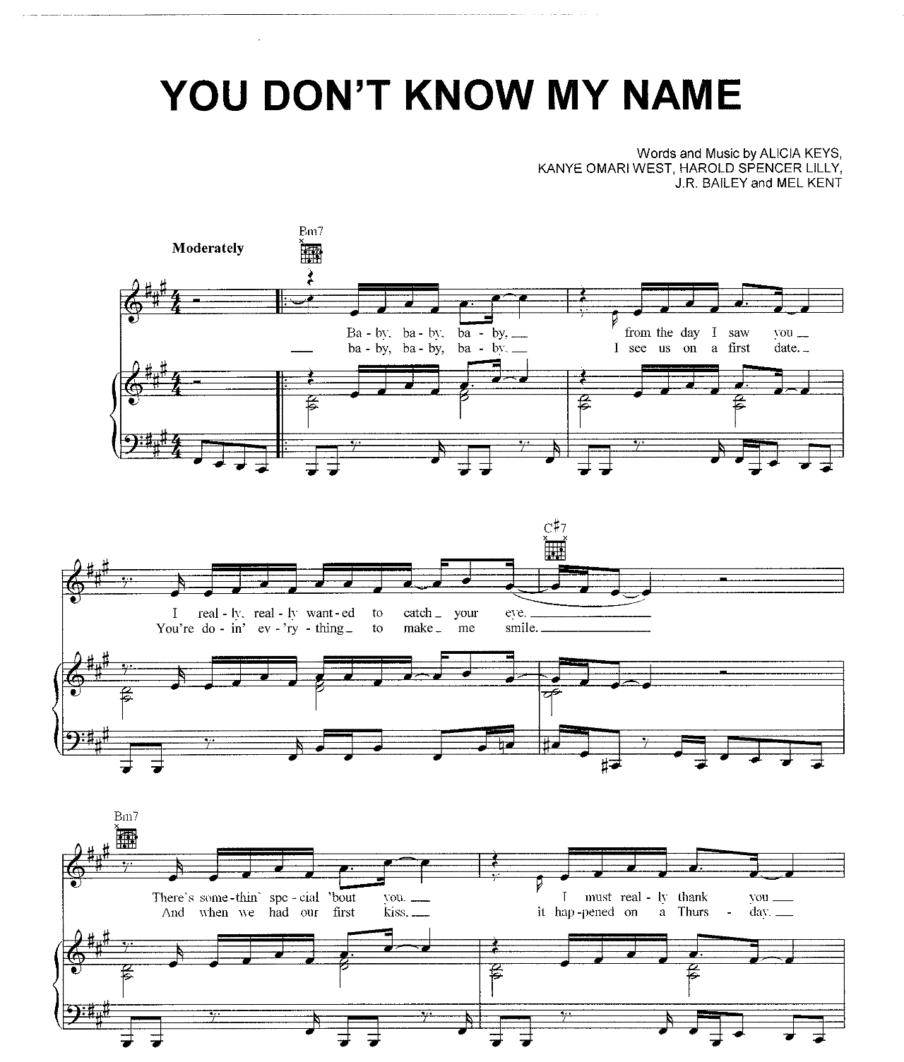 You Dont Know My Name sheet music