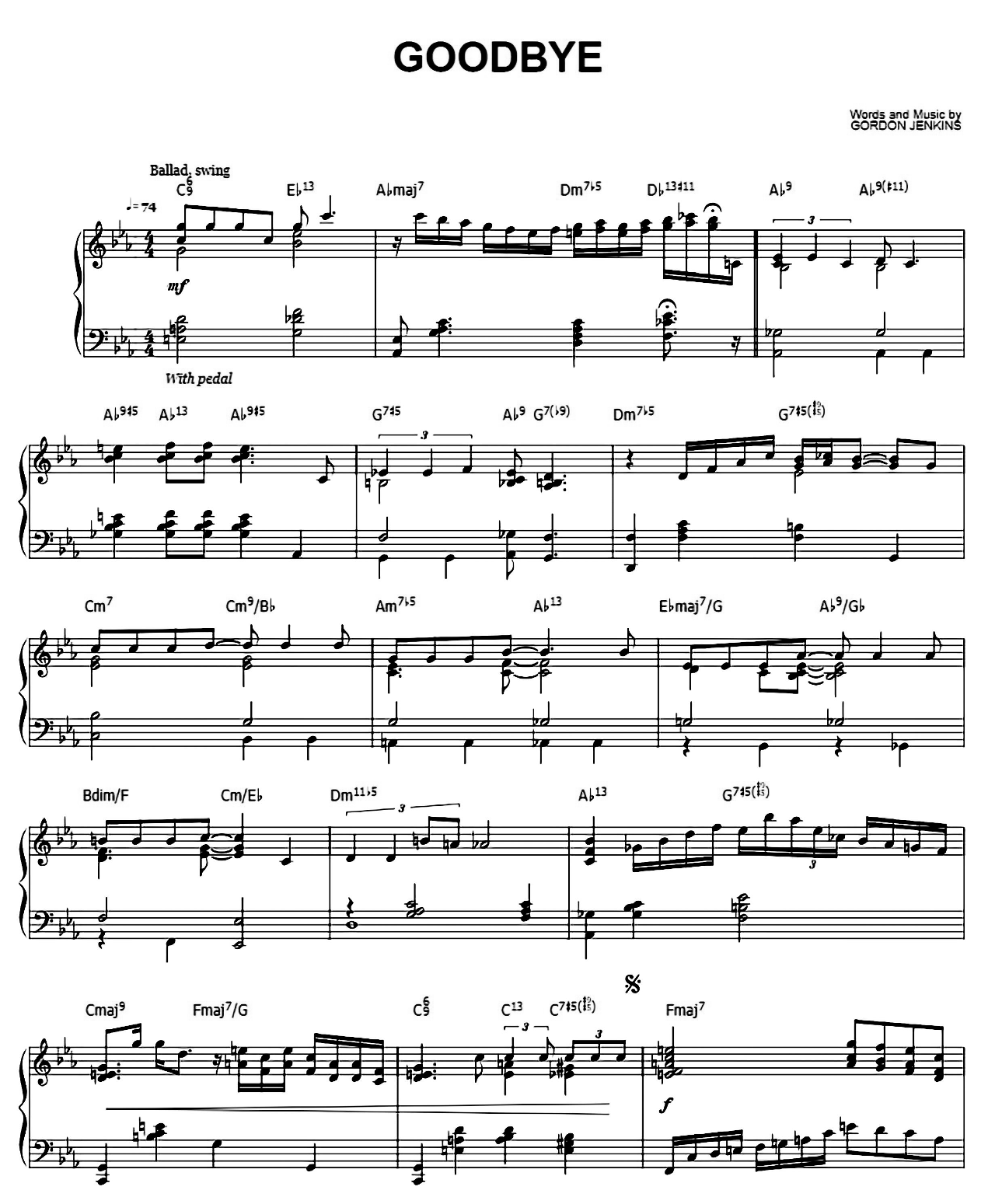 Goodbye sheet music
