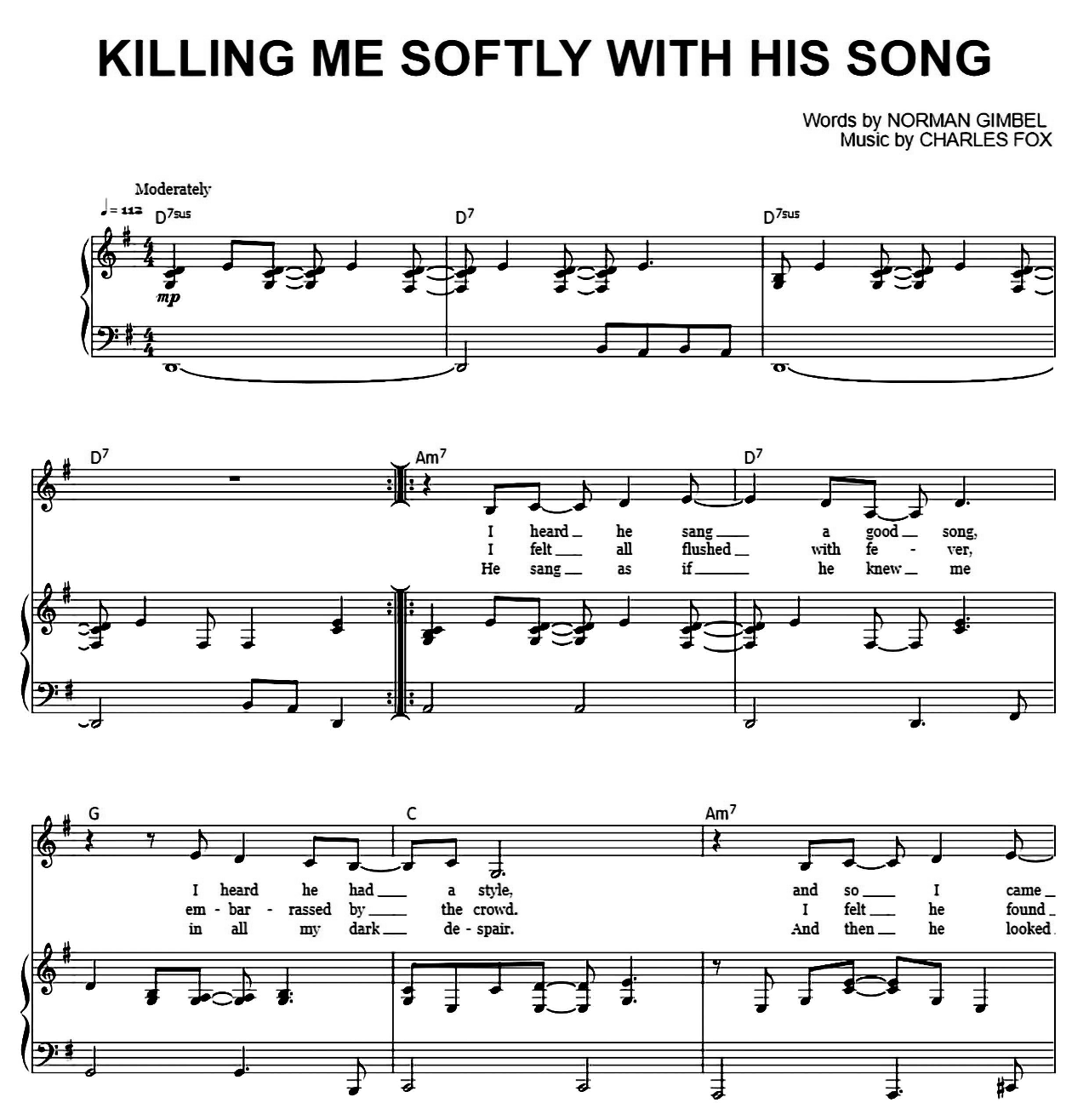 Killing Me Softly With His Song sheet music