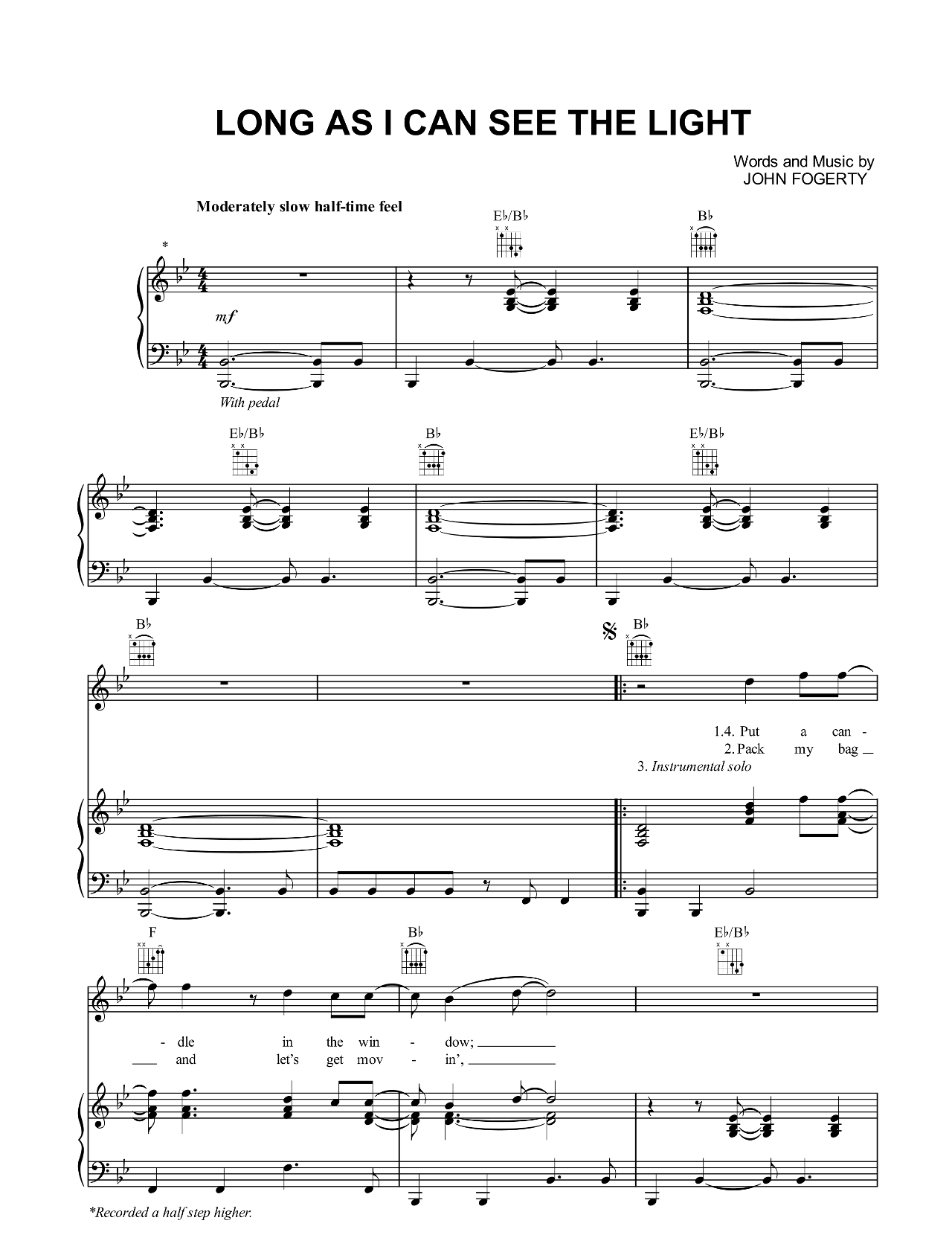 Long As I Can See The Light sheet music