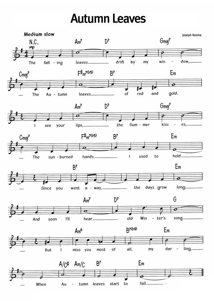 Autumn Leaves sheet music