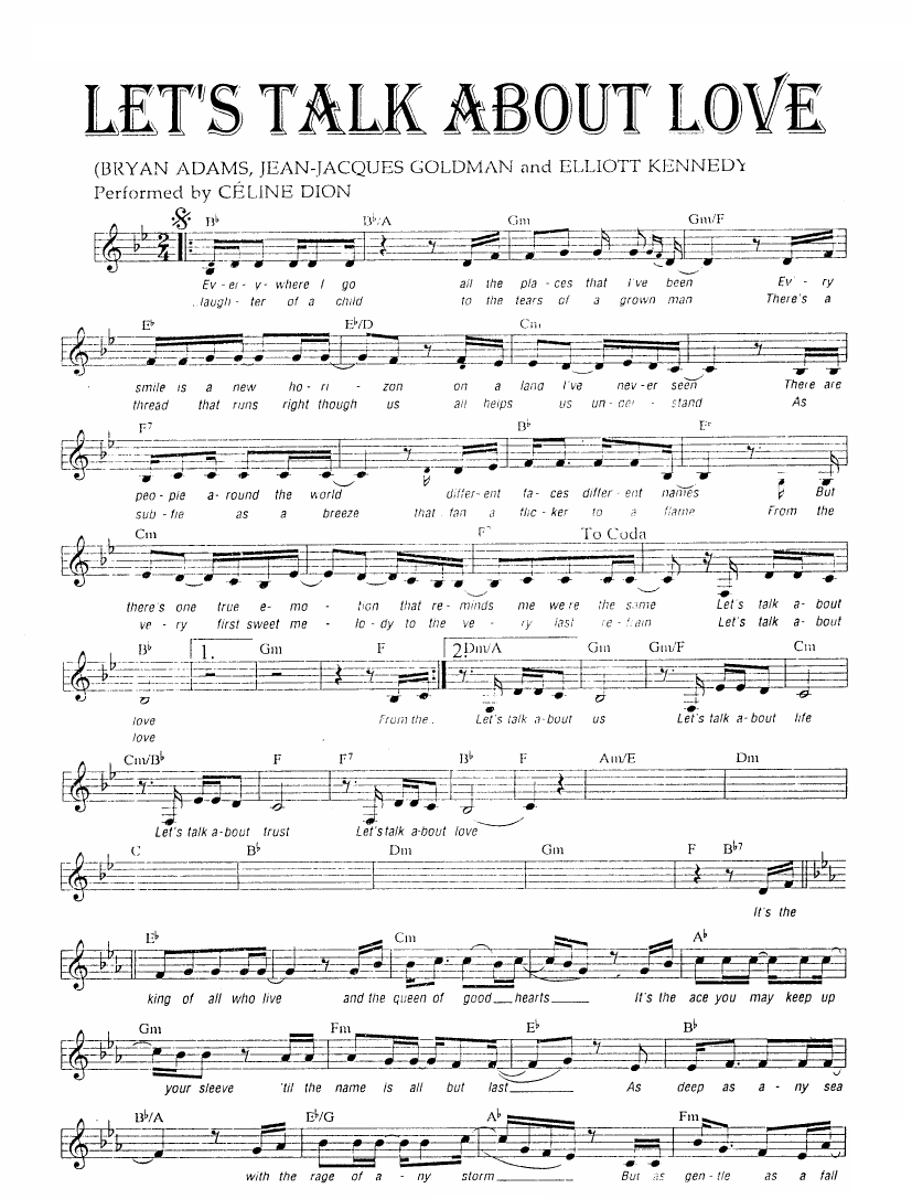 Let's Talk About Love sheet music