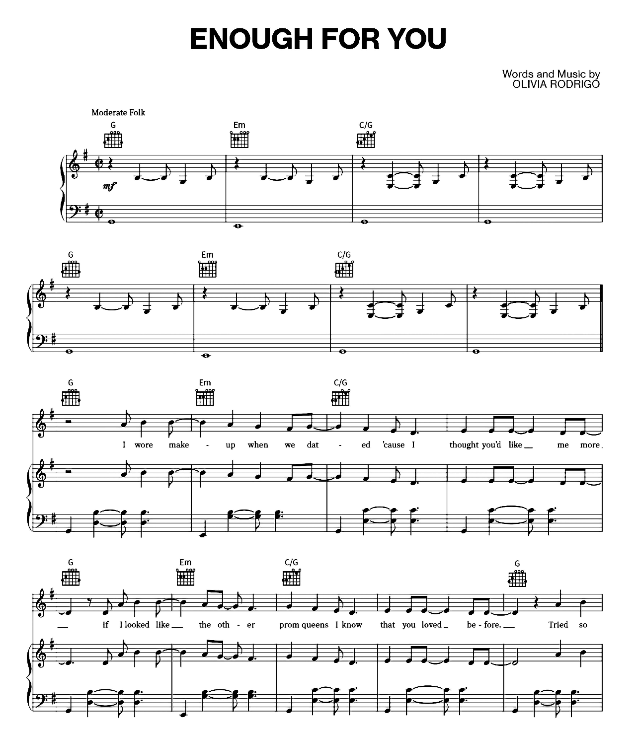 Enough For You sheet music