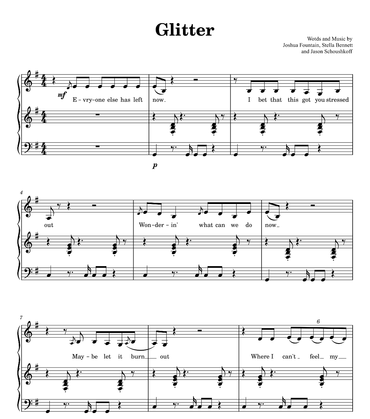 Glitter sheet music