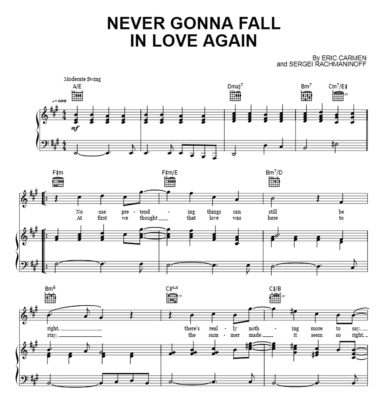 Never Gonna Fall In Love Again sheet music