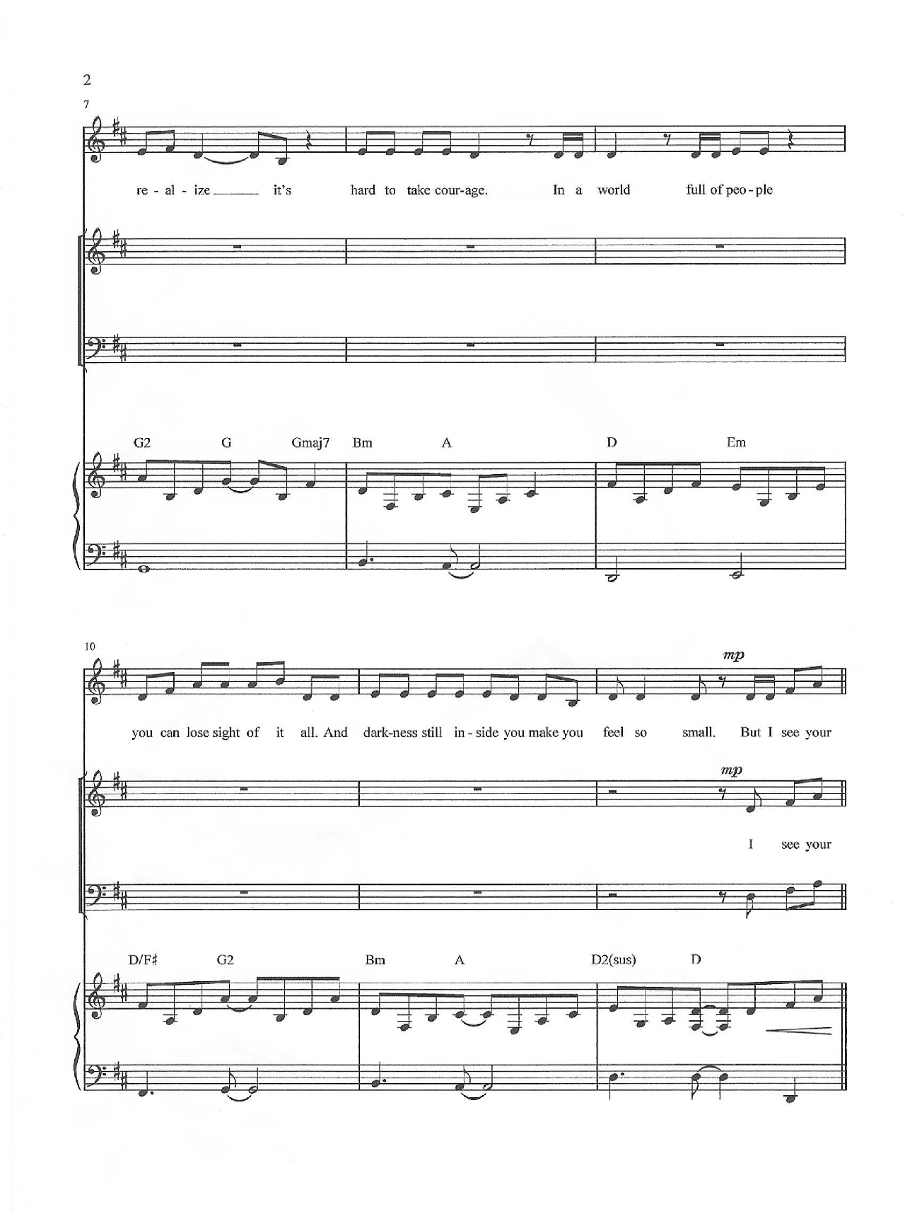 True Colors (Glee Version) sheet music 2