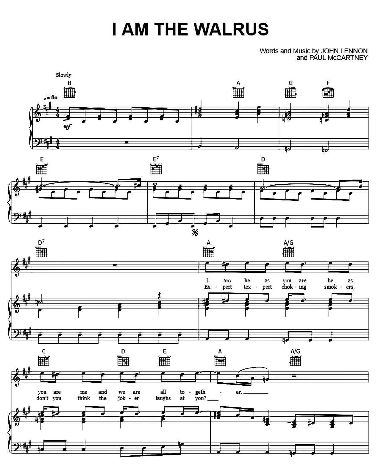 I Am The Walrus sheet music