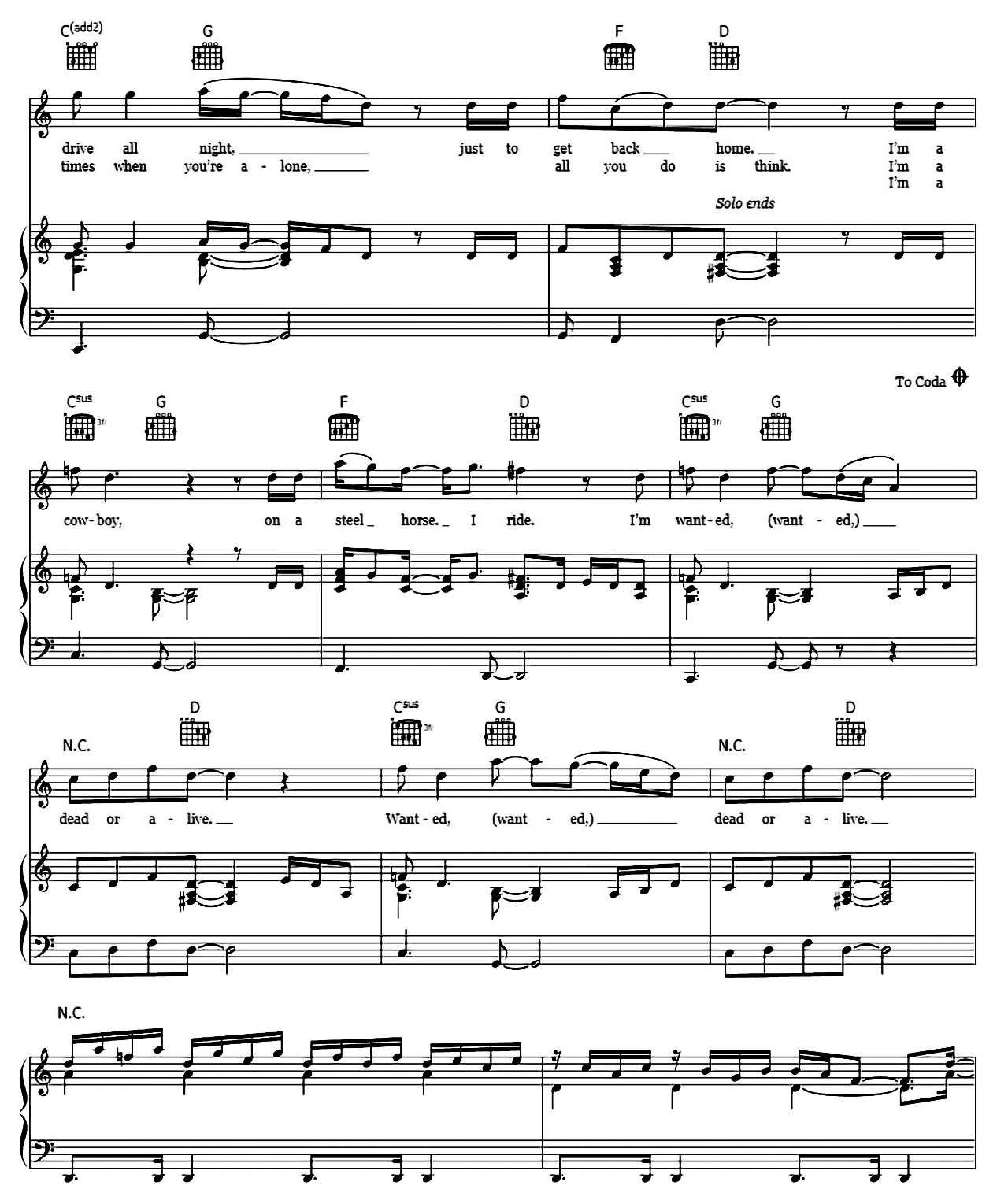 Wanted Dead Or Alive sheet music 3