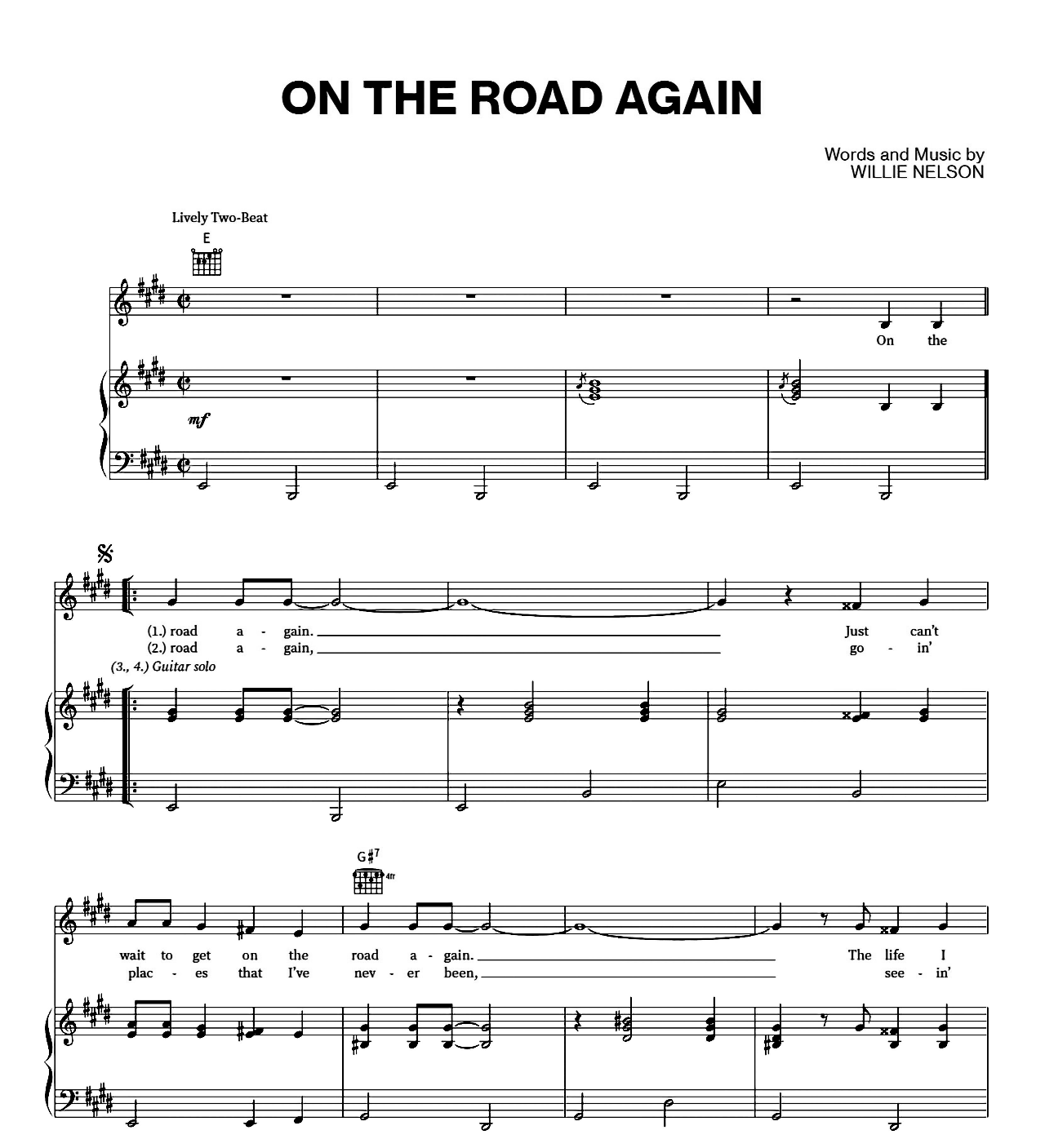 On The Road Again sheet music