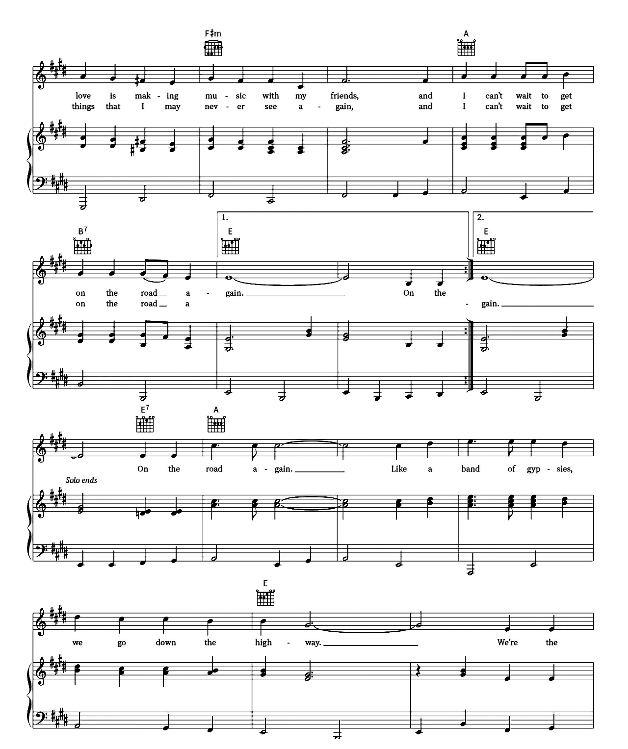 On The Road Again sheet music 2
