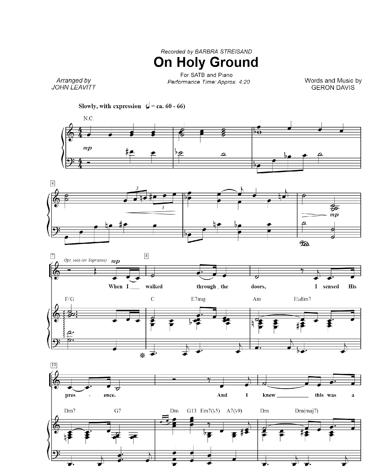 On Holy Ground sheet music