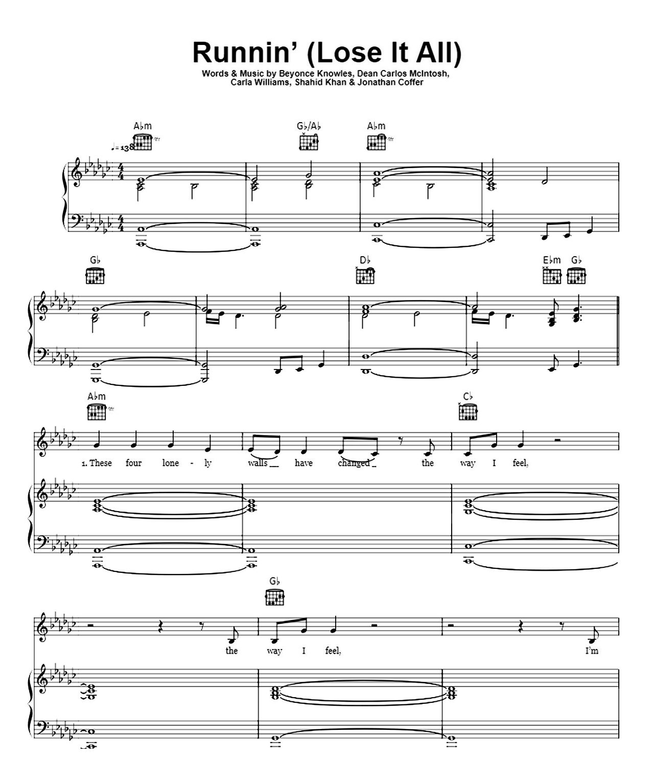 Runnin (Lose It All) sheet music