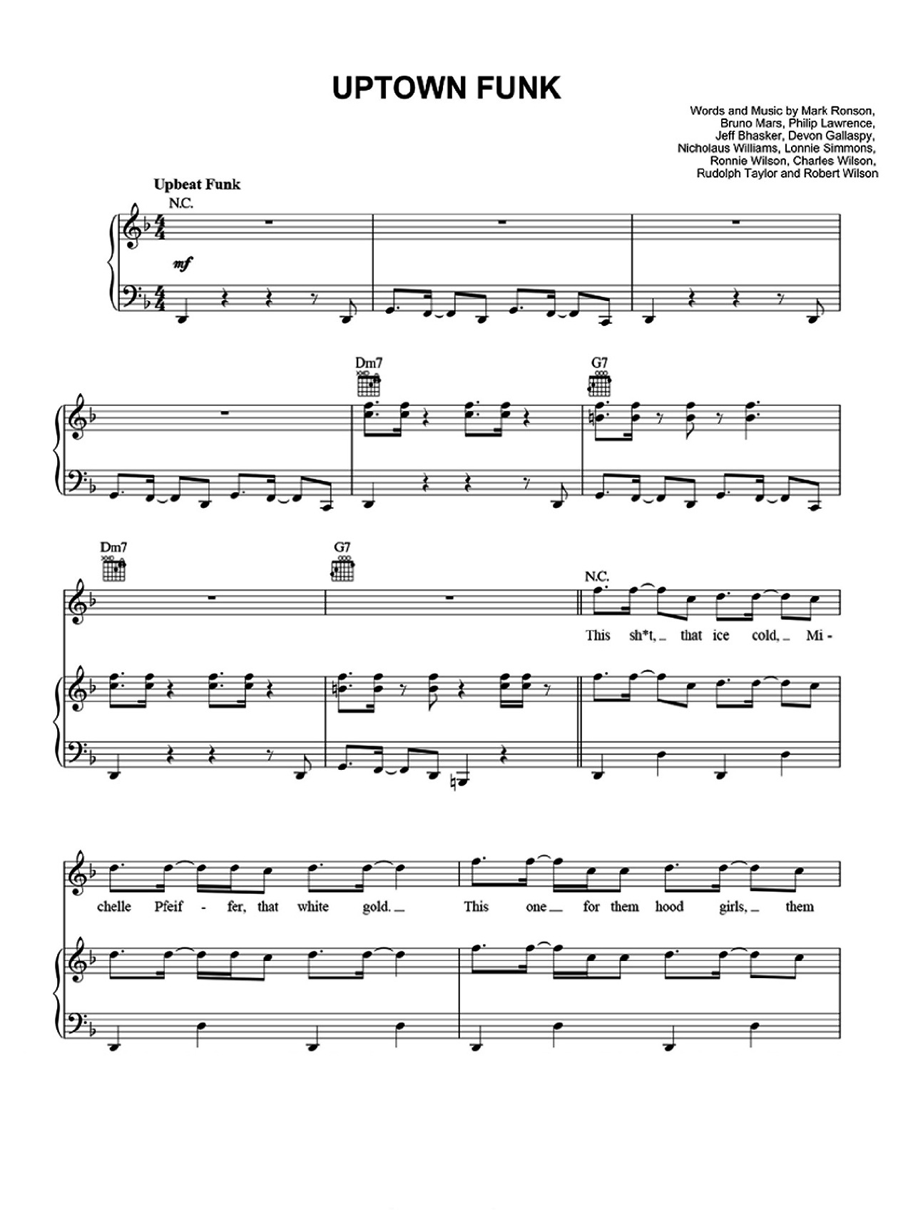 Uptown Funk sheet music