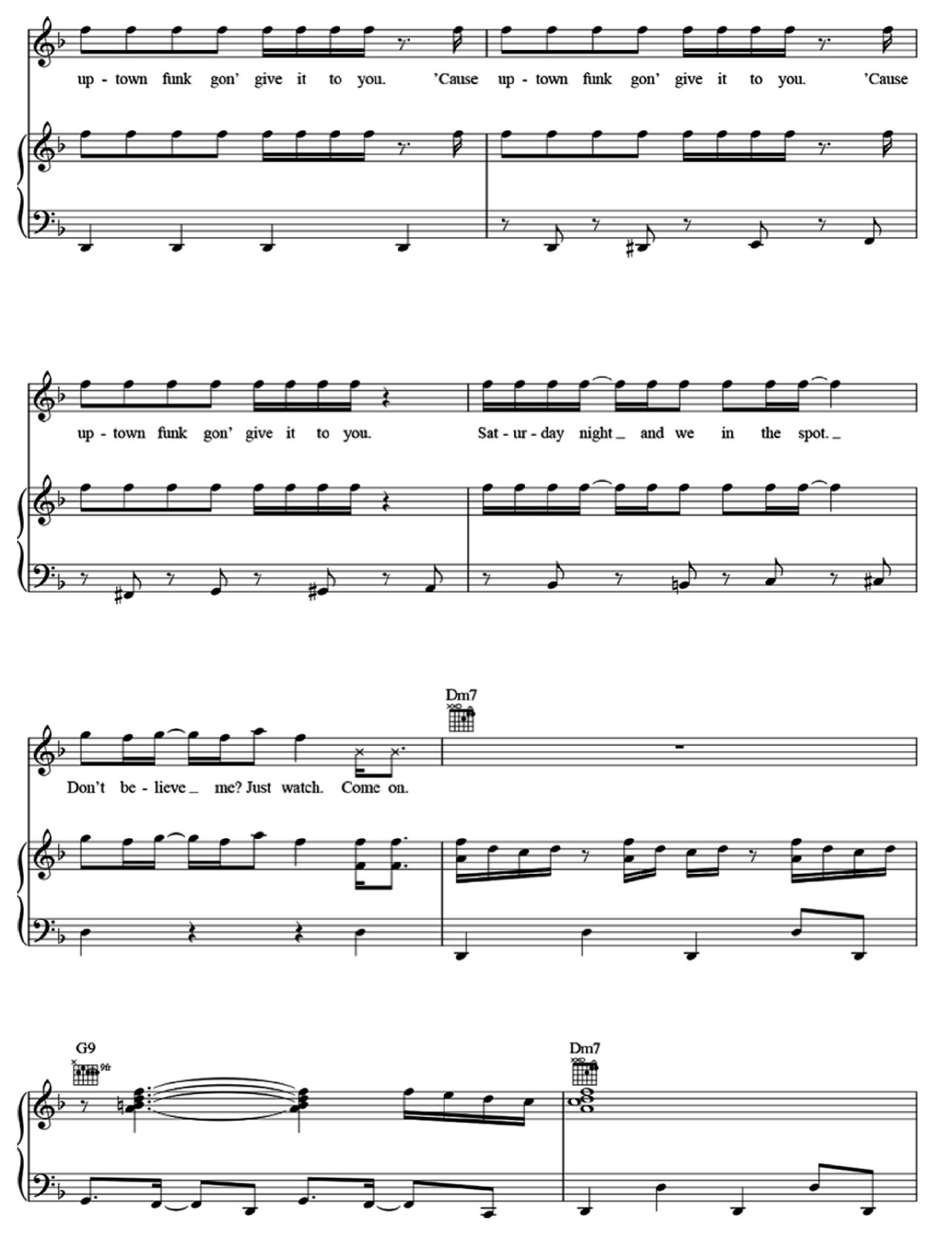 Uptown Funk sheet music 4