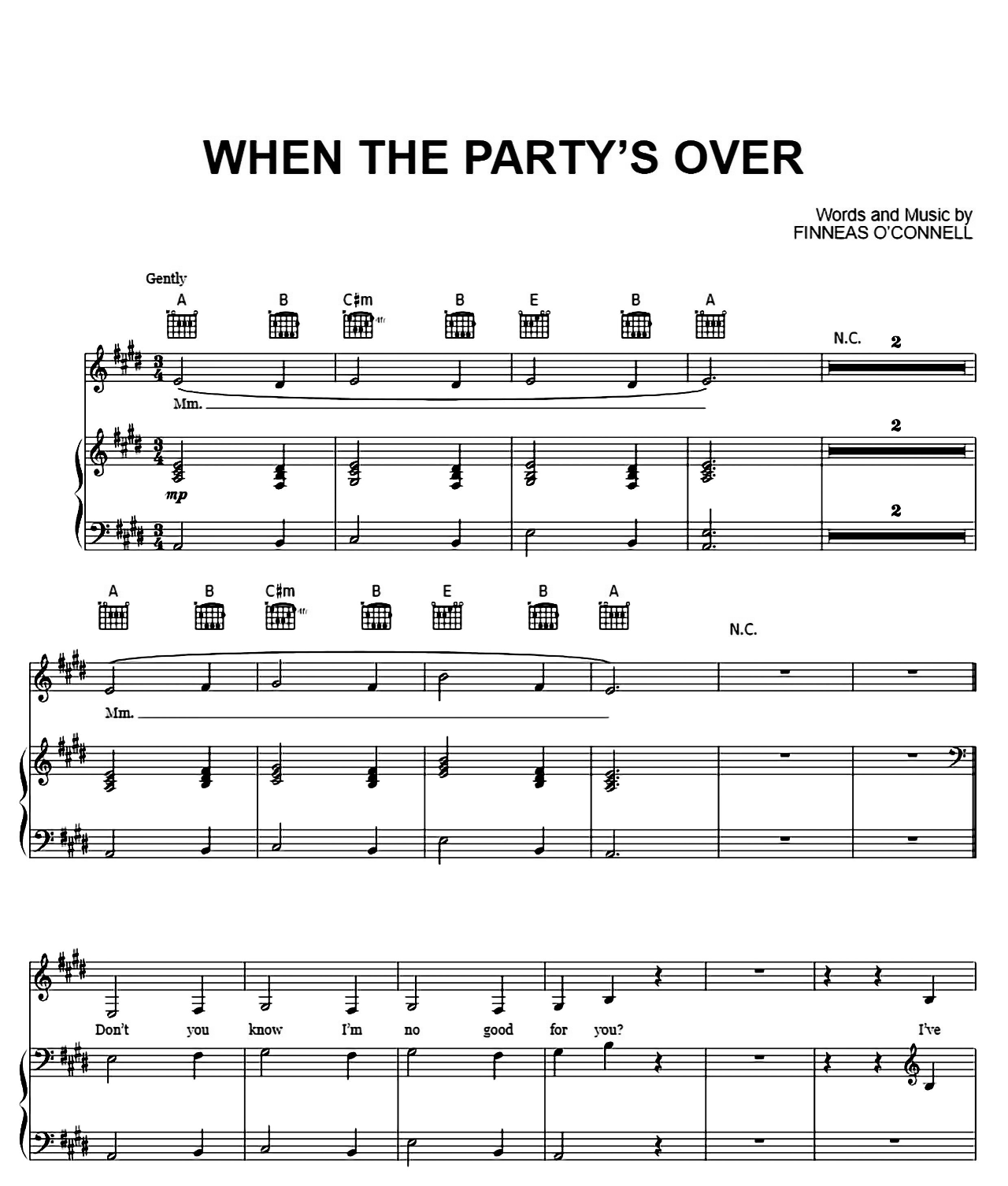 When The Party's Over sheet music