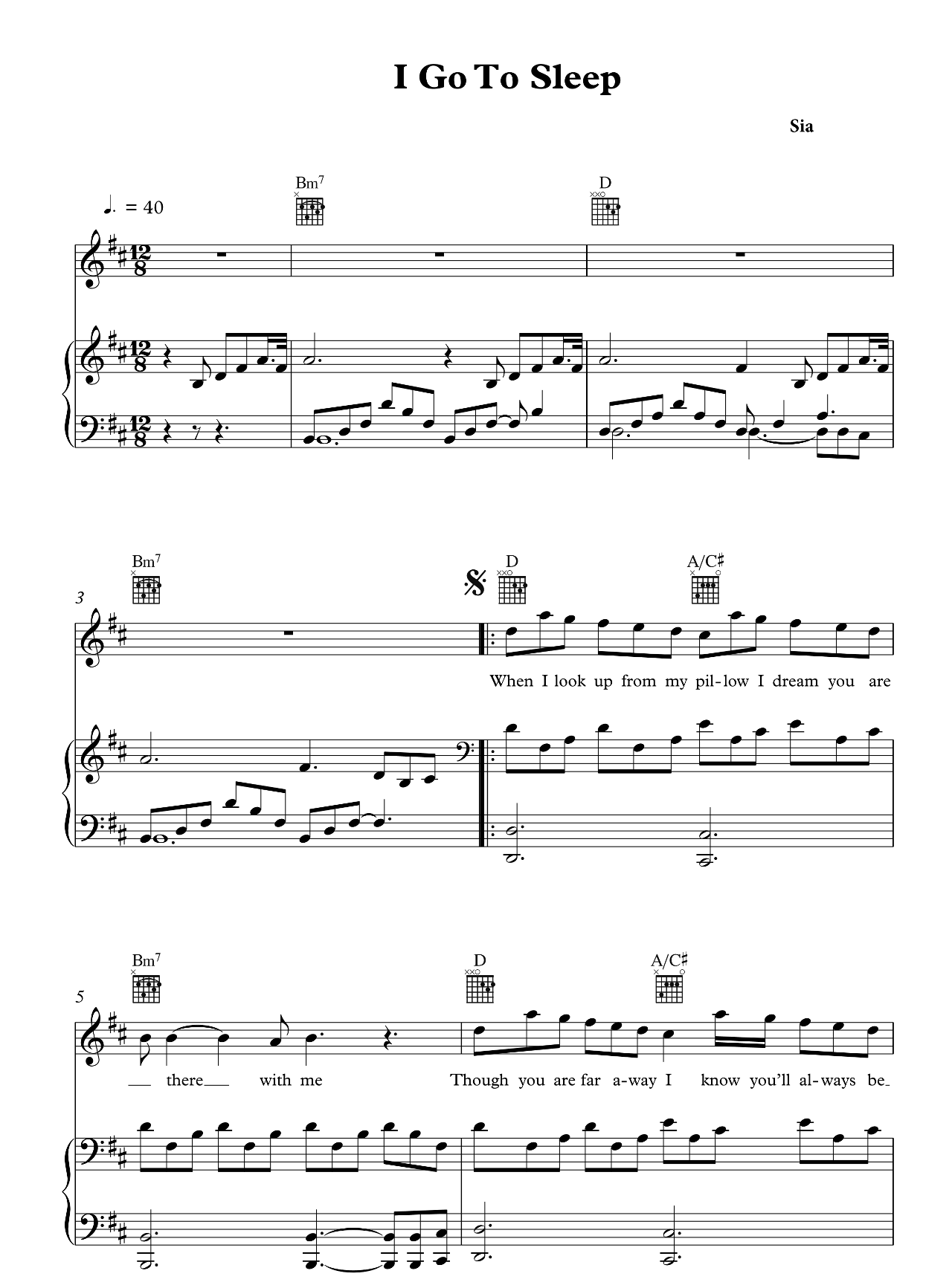 I Go To Sleep sheet music