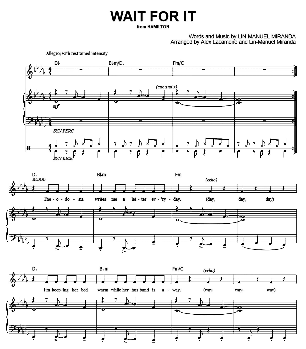 Wait For It (from Hamilton) sheet music