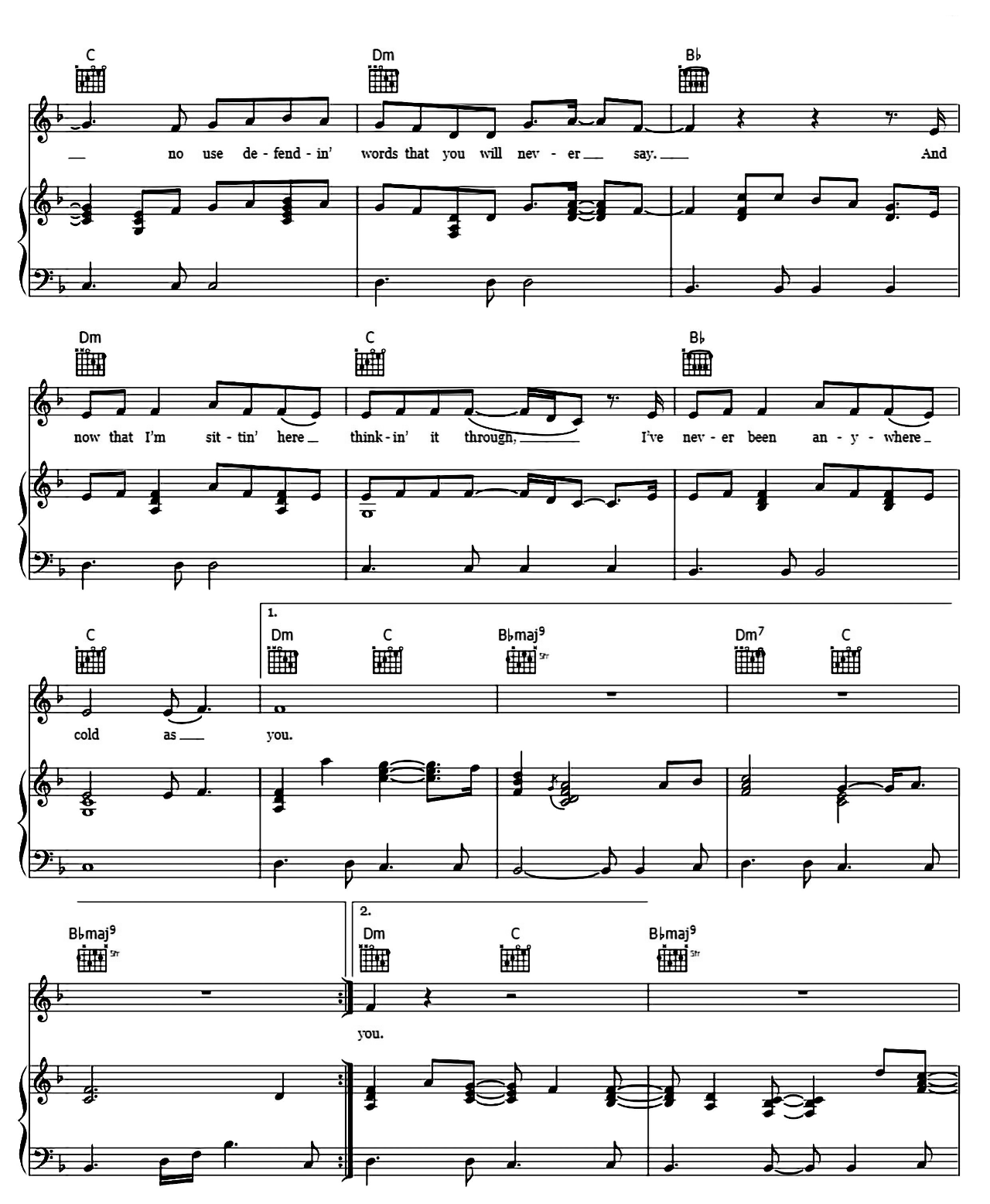 Cold As You sheet music 3