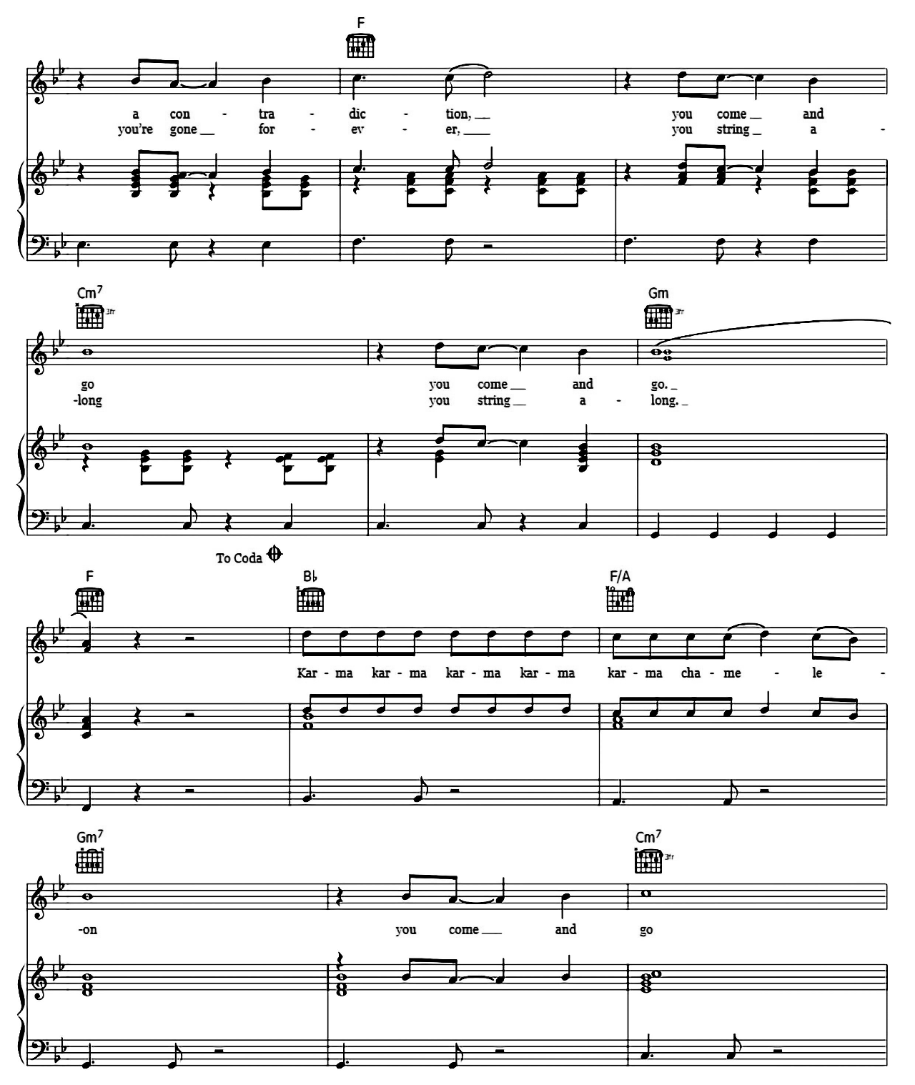 Karma Chameleon sheet music 3
