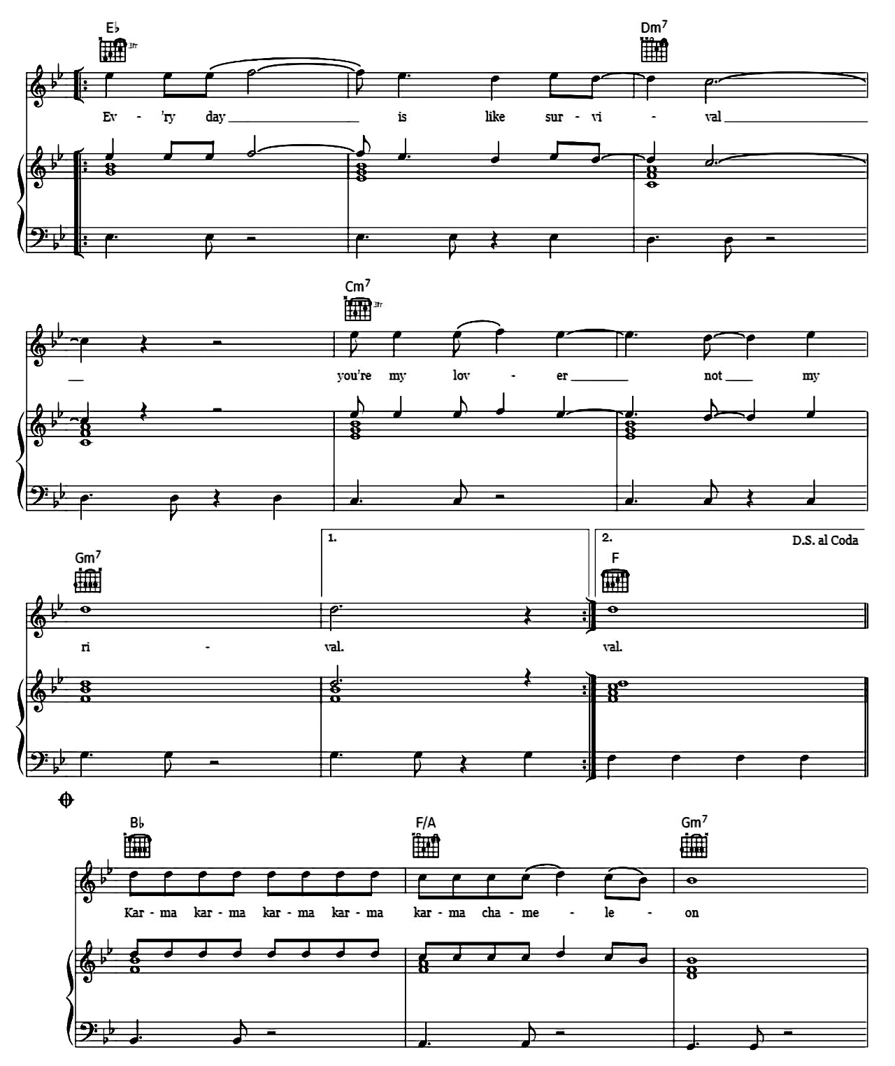 Karma Chameleon sheet music 5