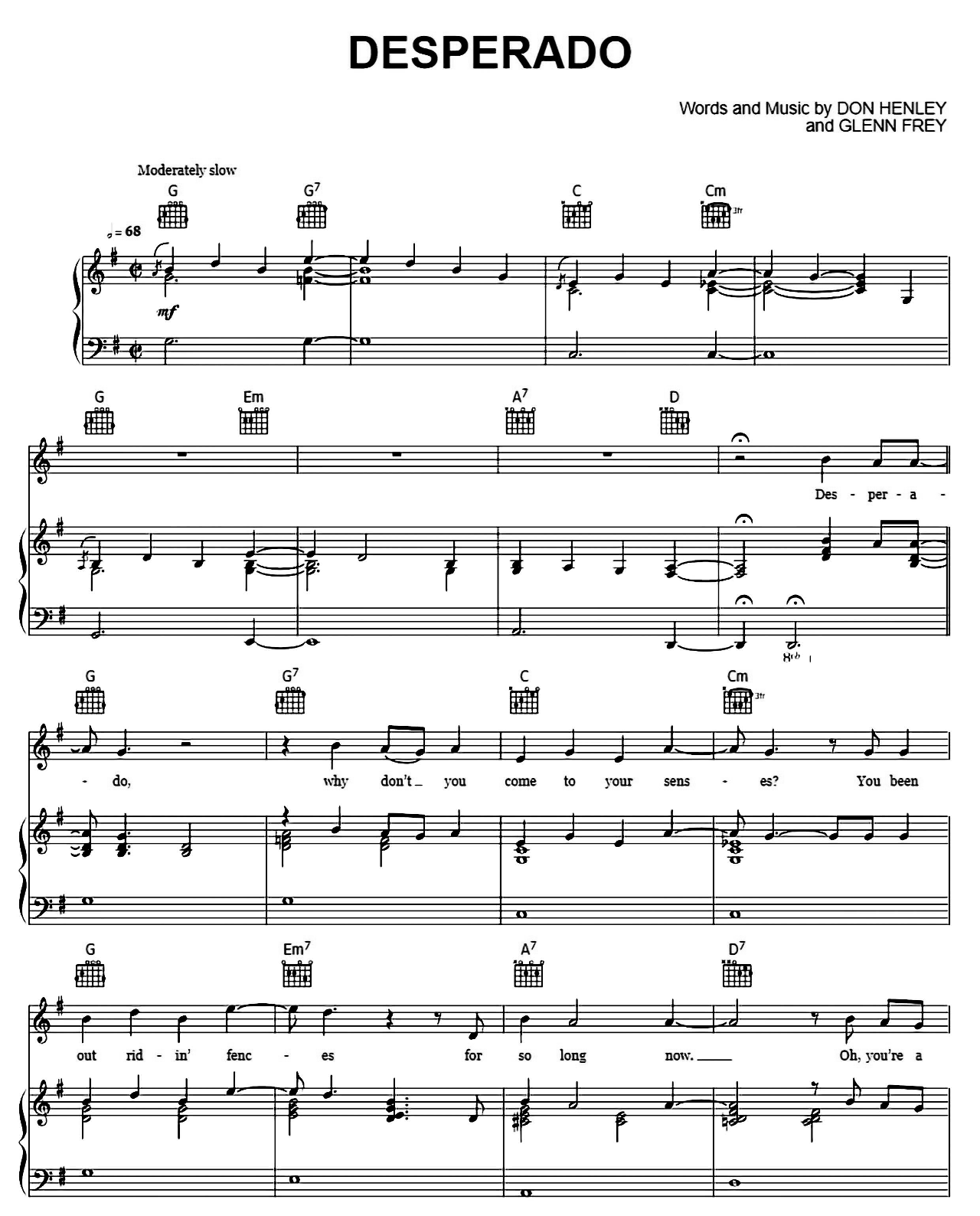 Desperado sheet music