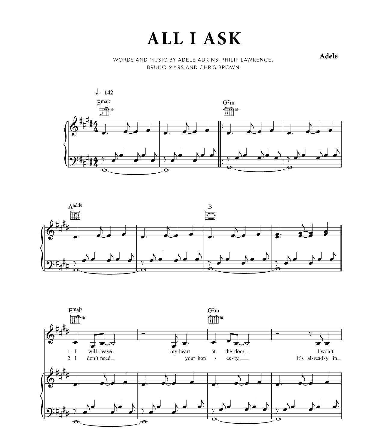 All I Ask sheet music