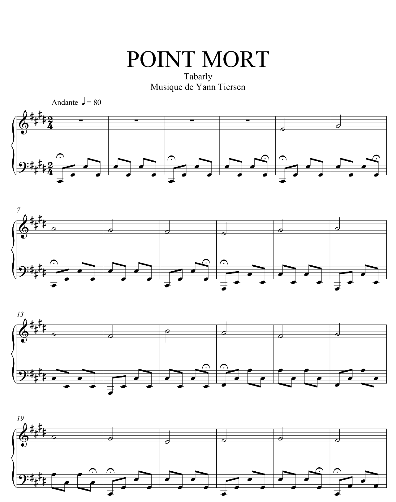 Point Mort (from Tabarly) sheet music