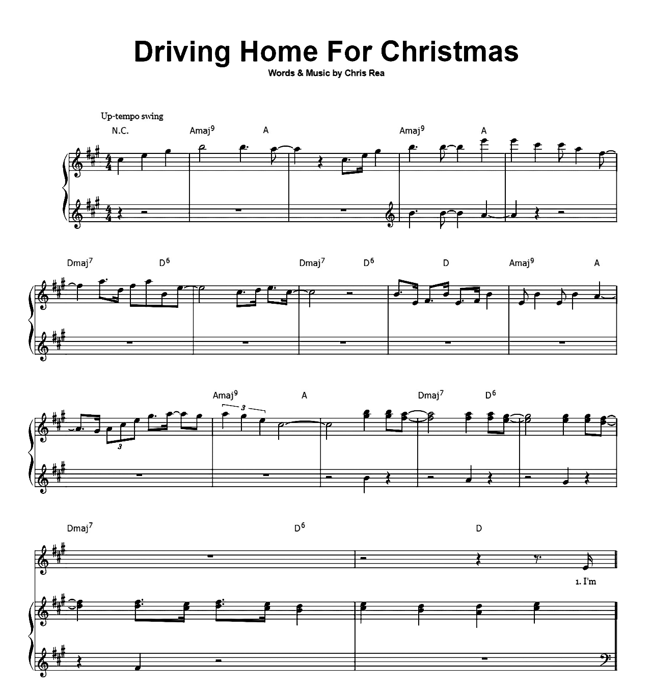 Driving Home For Christmas sheet music