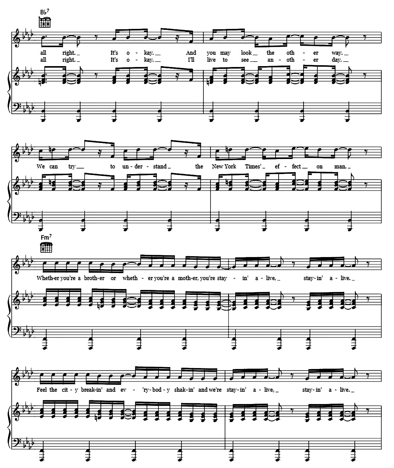 Stayin' Alive sheet music 2
