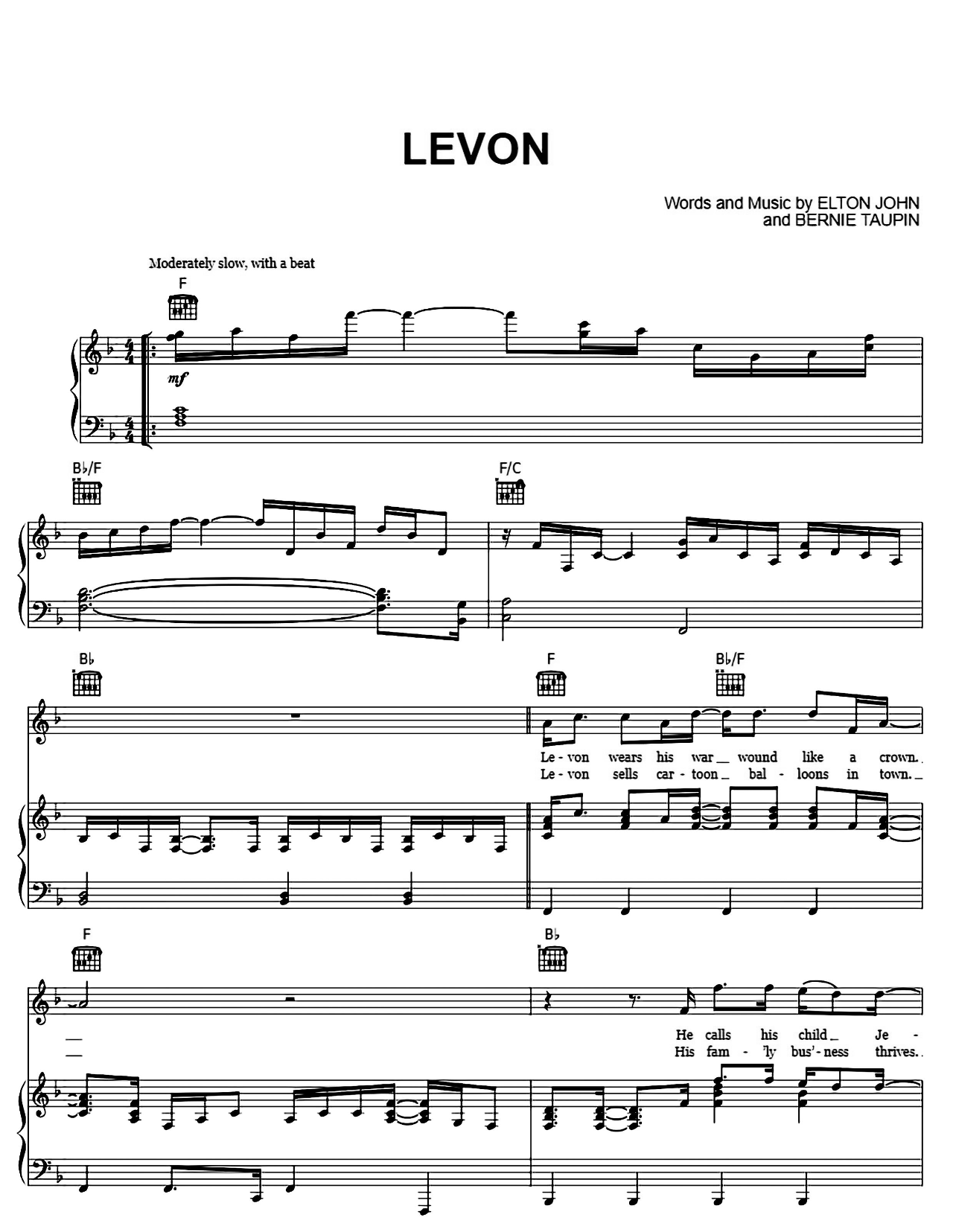 Levon sheet music