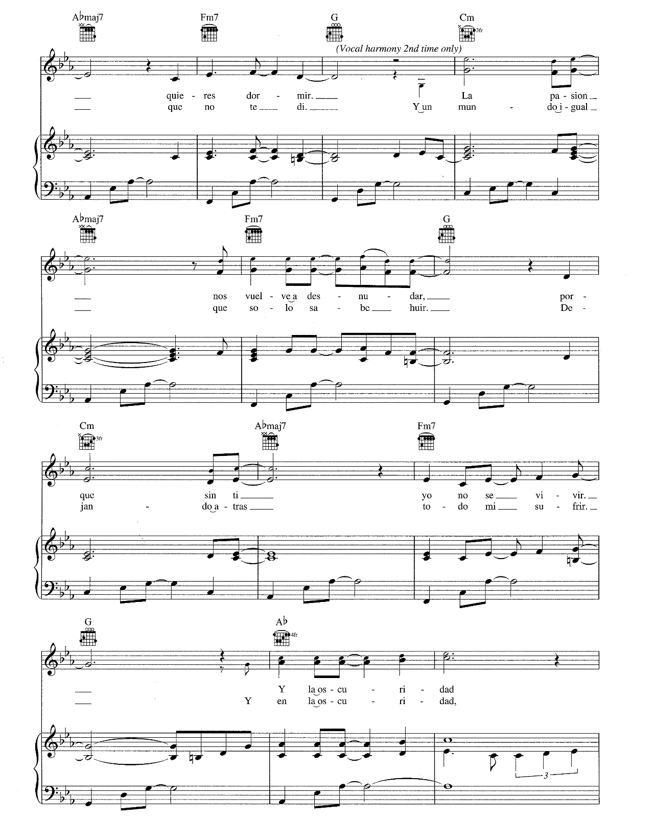 La Vida Sin Amor sheet music 2