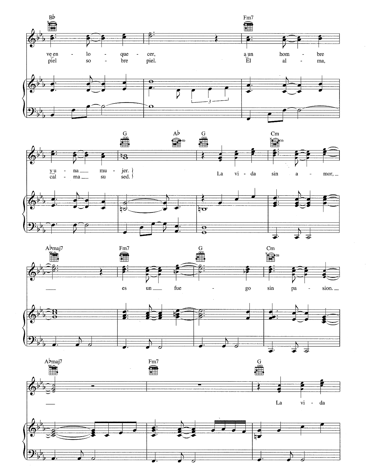 La Vida Sin Amor sheet music 3